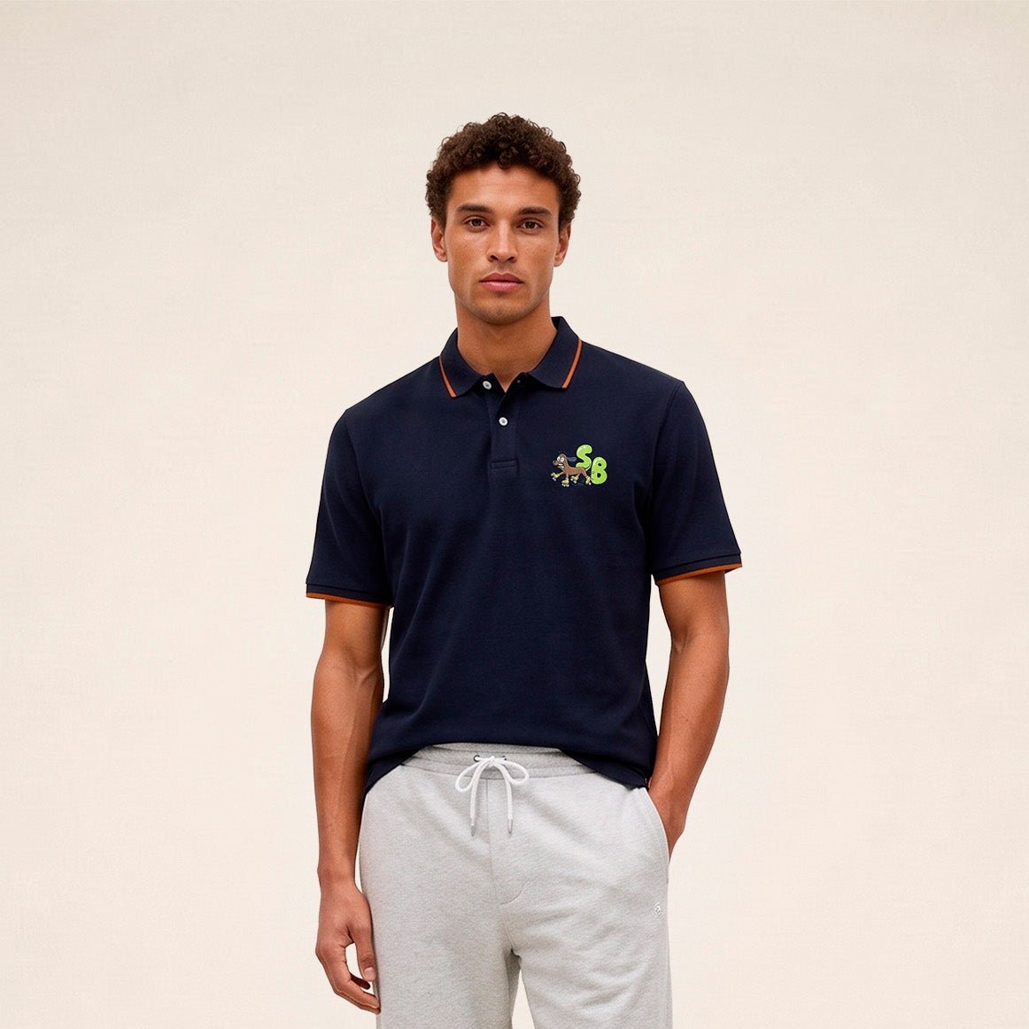 FUNKY ANIMALS short-sleeved piqué cotton polo shirt SERGE BLANCO Blue