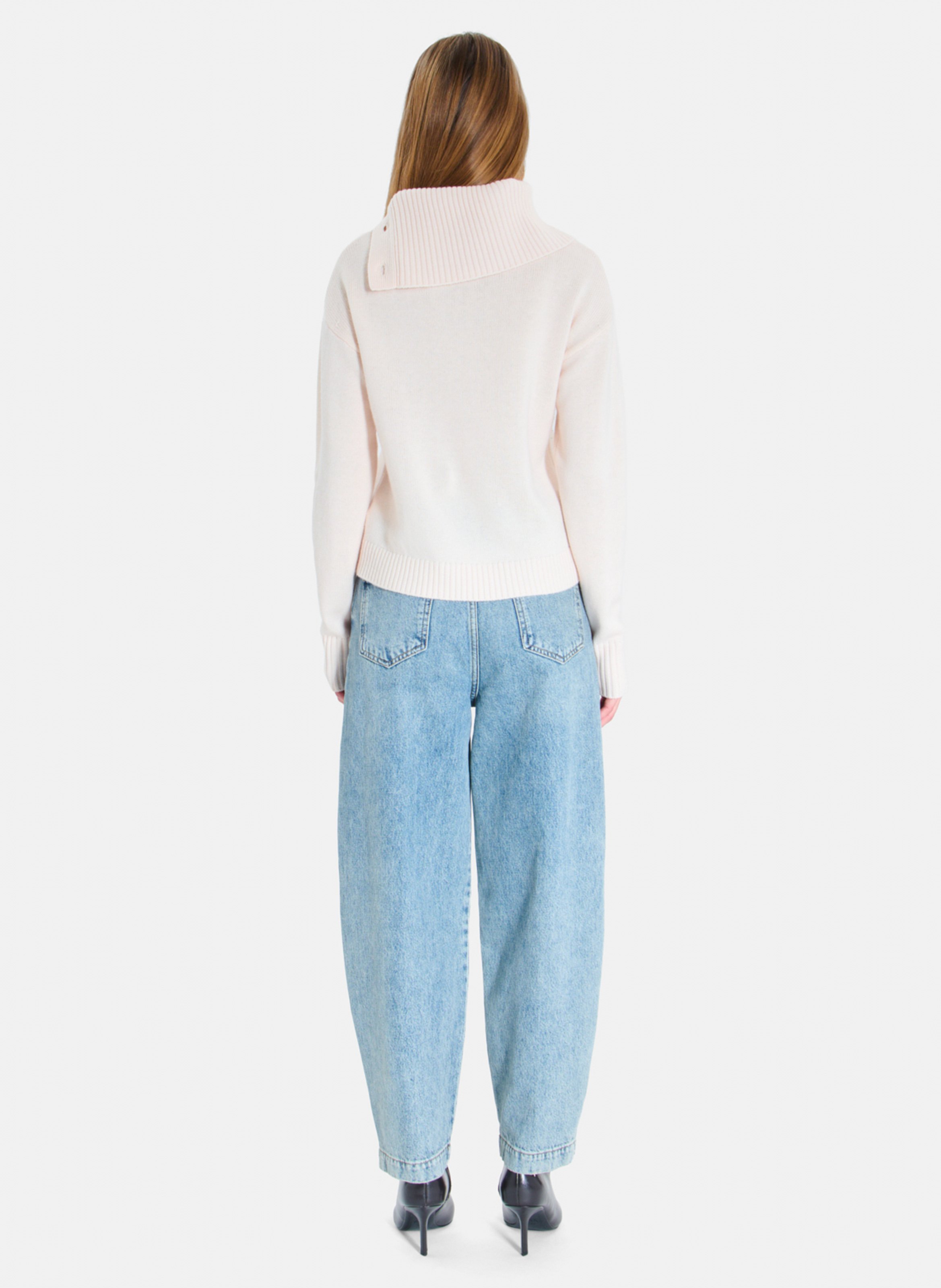 Pull col roulé boutonné en laine ZAPA Beige