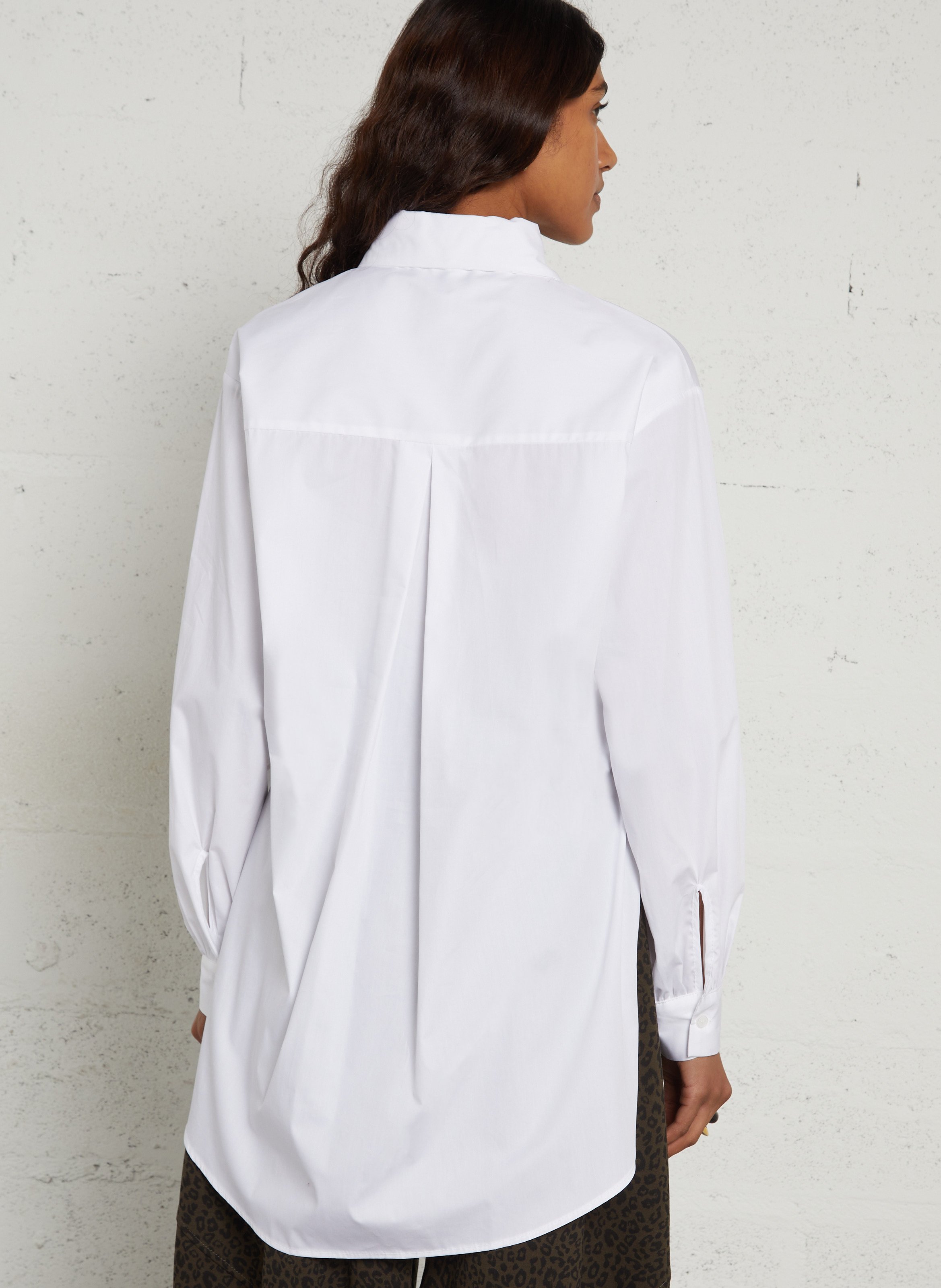 Classic collar cotton shirt bodysuit IMPERIAL White