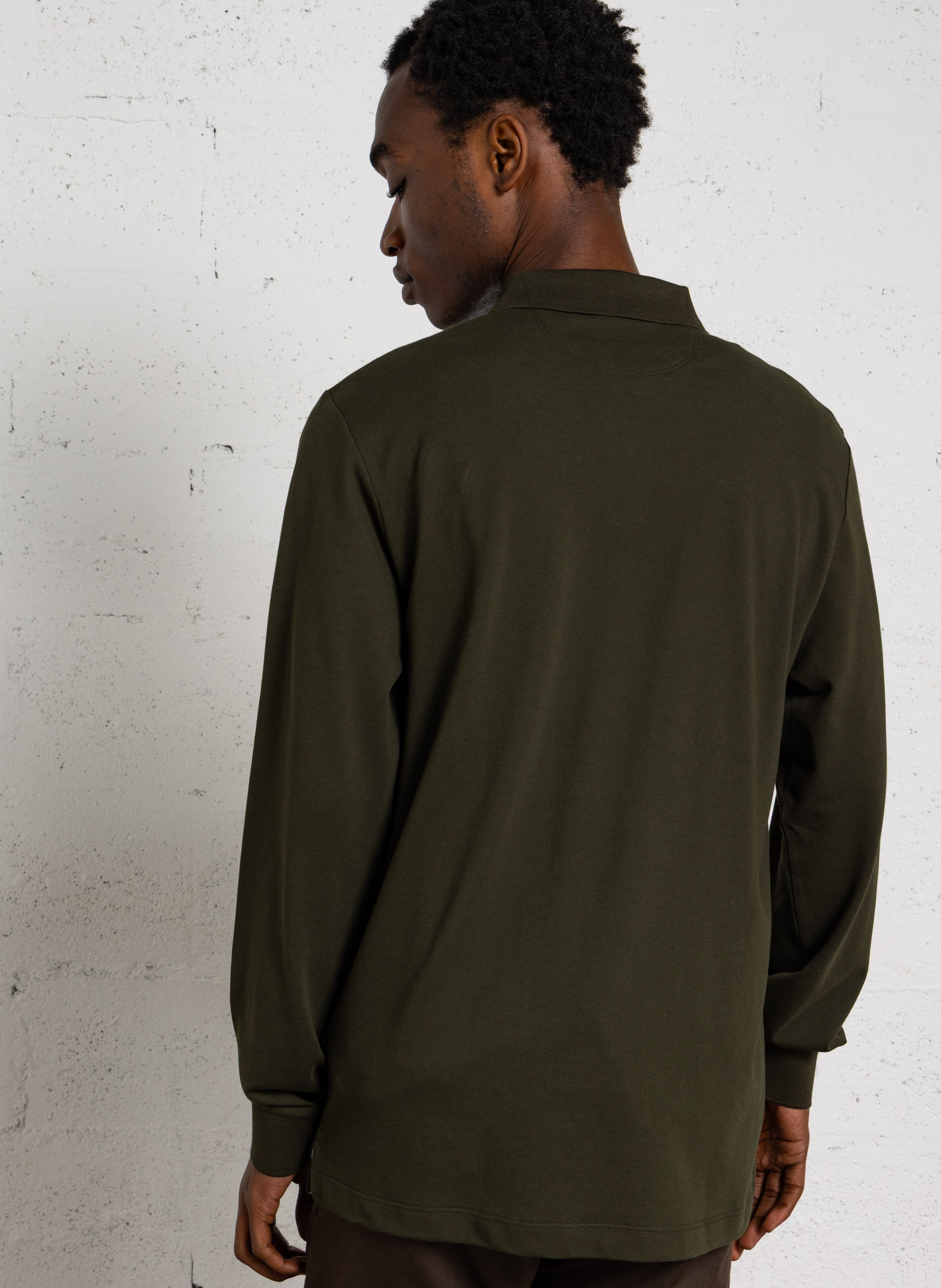 Polo manches longues droit en coton HACKETT Vert