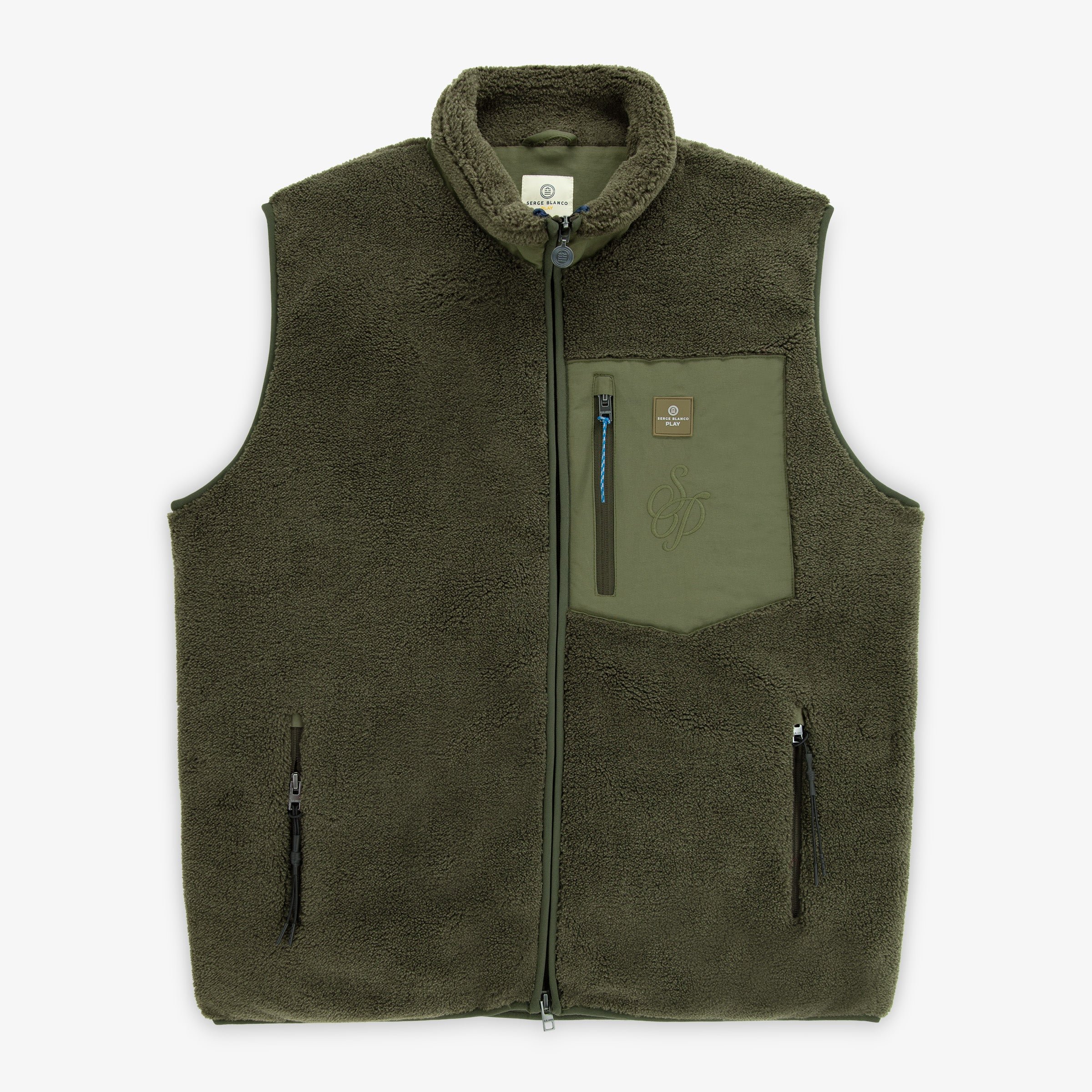 Montréal sleeveless fleece vest, military green, Section Paloise SERGE BLANCO Green