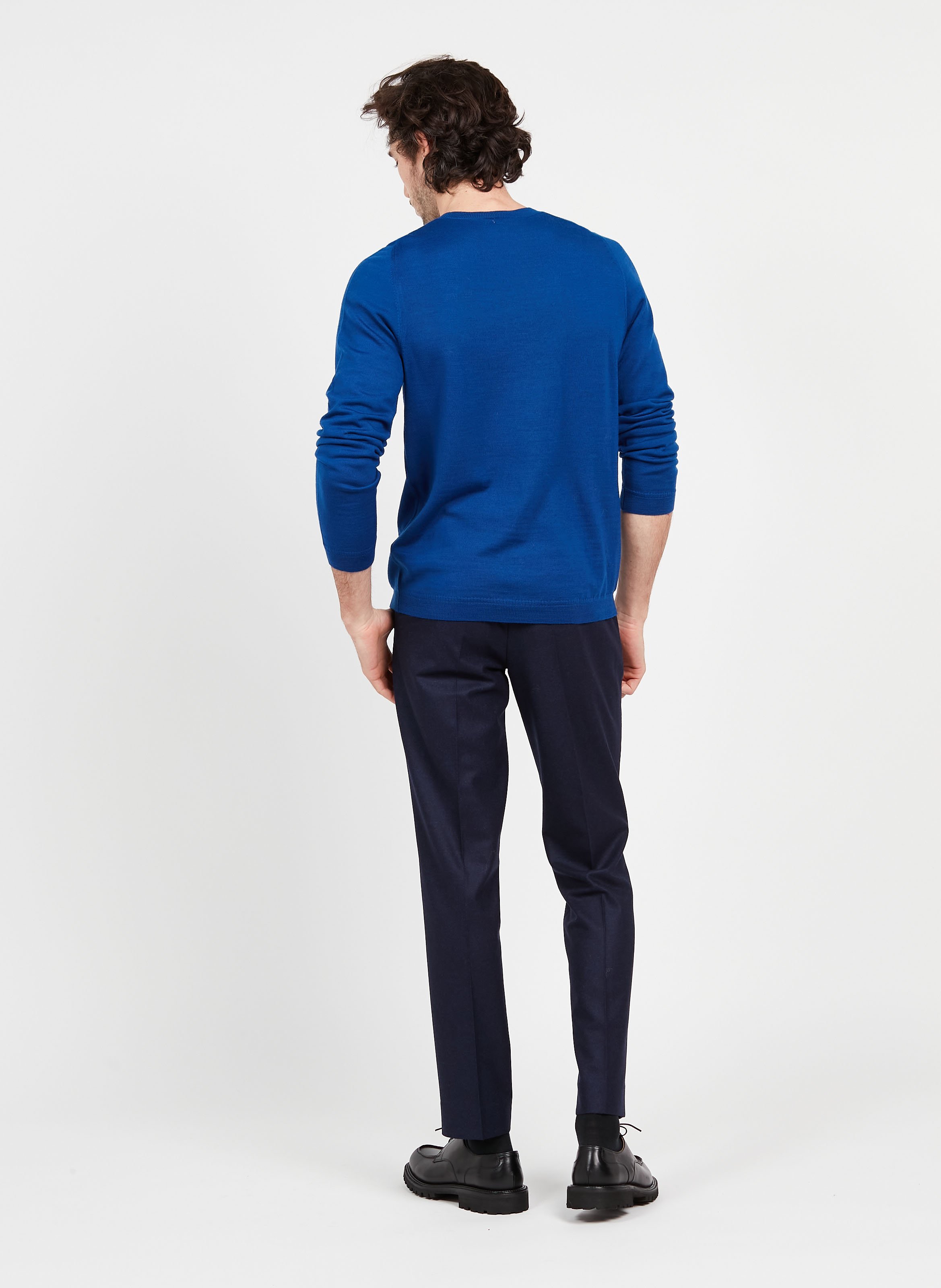 Regular-fit round-neck wool sweater AU PRINTEMPS PARIS Blue