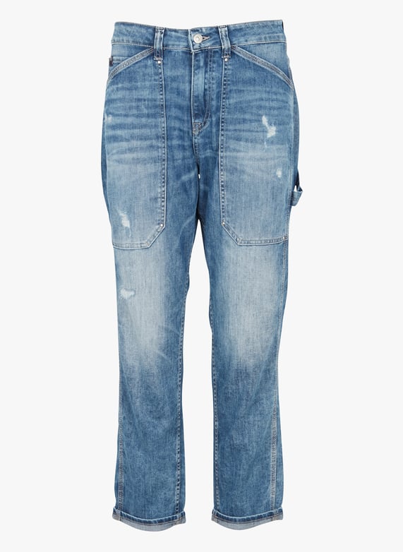 Cotton-blend girlfriend jeans 23