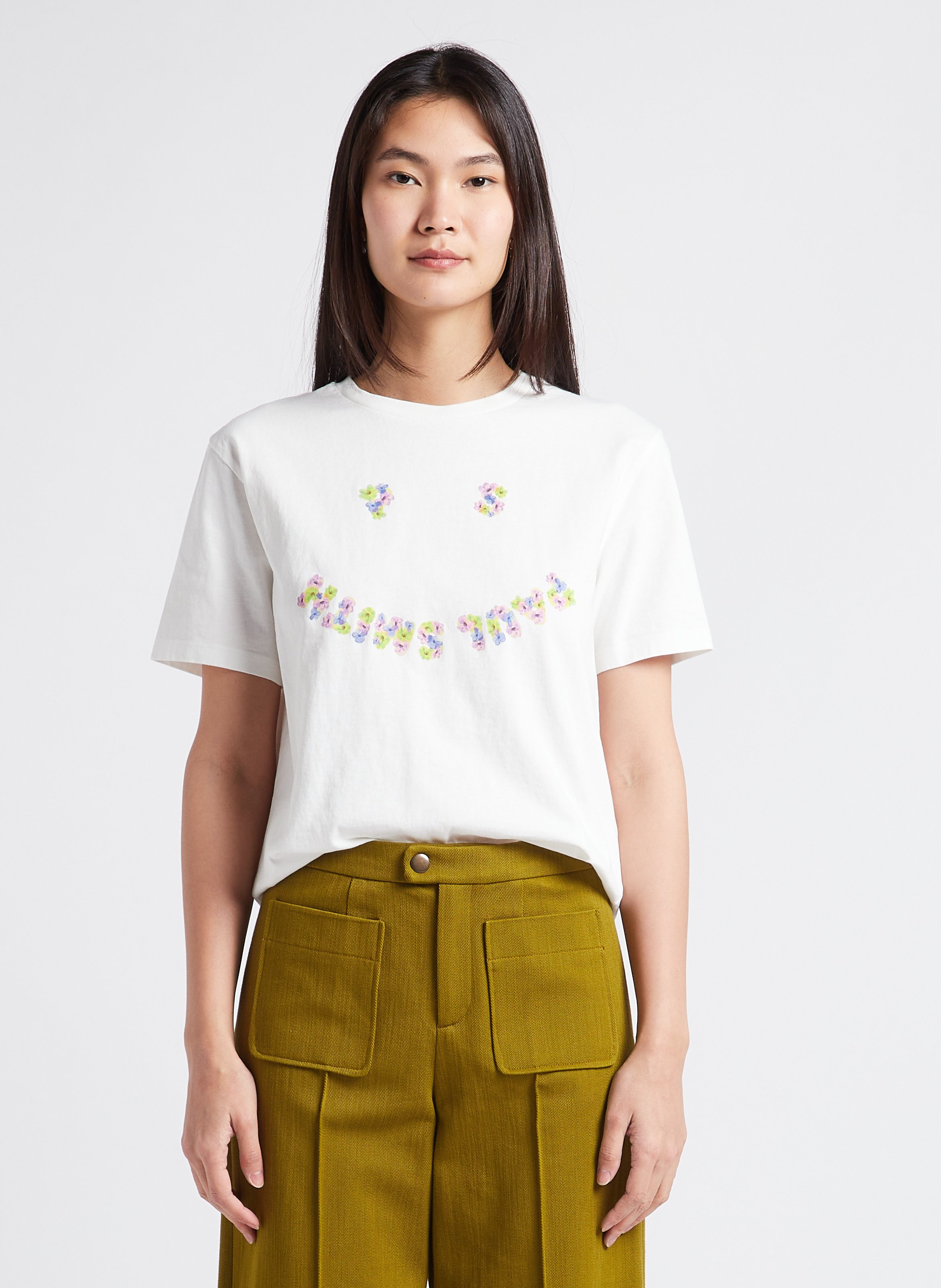Printed organic cotton round-neck T-shirt PAUL SMITH White