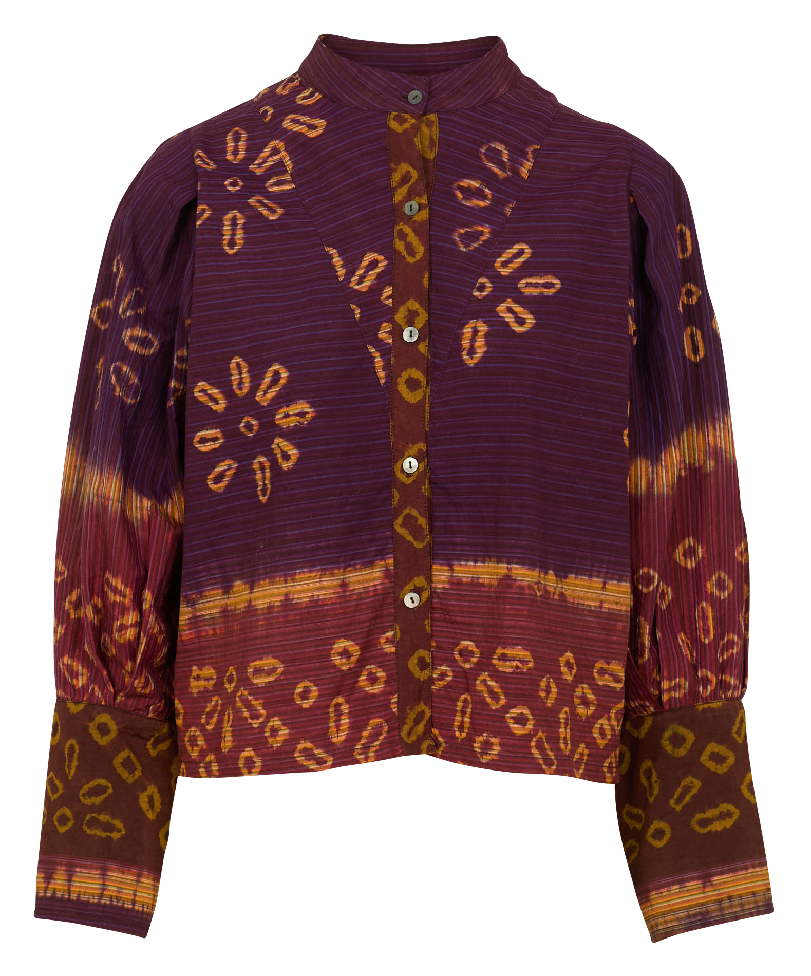 Round-neck printed cotton shirt V DE VINSTER Purple