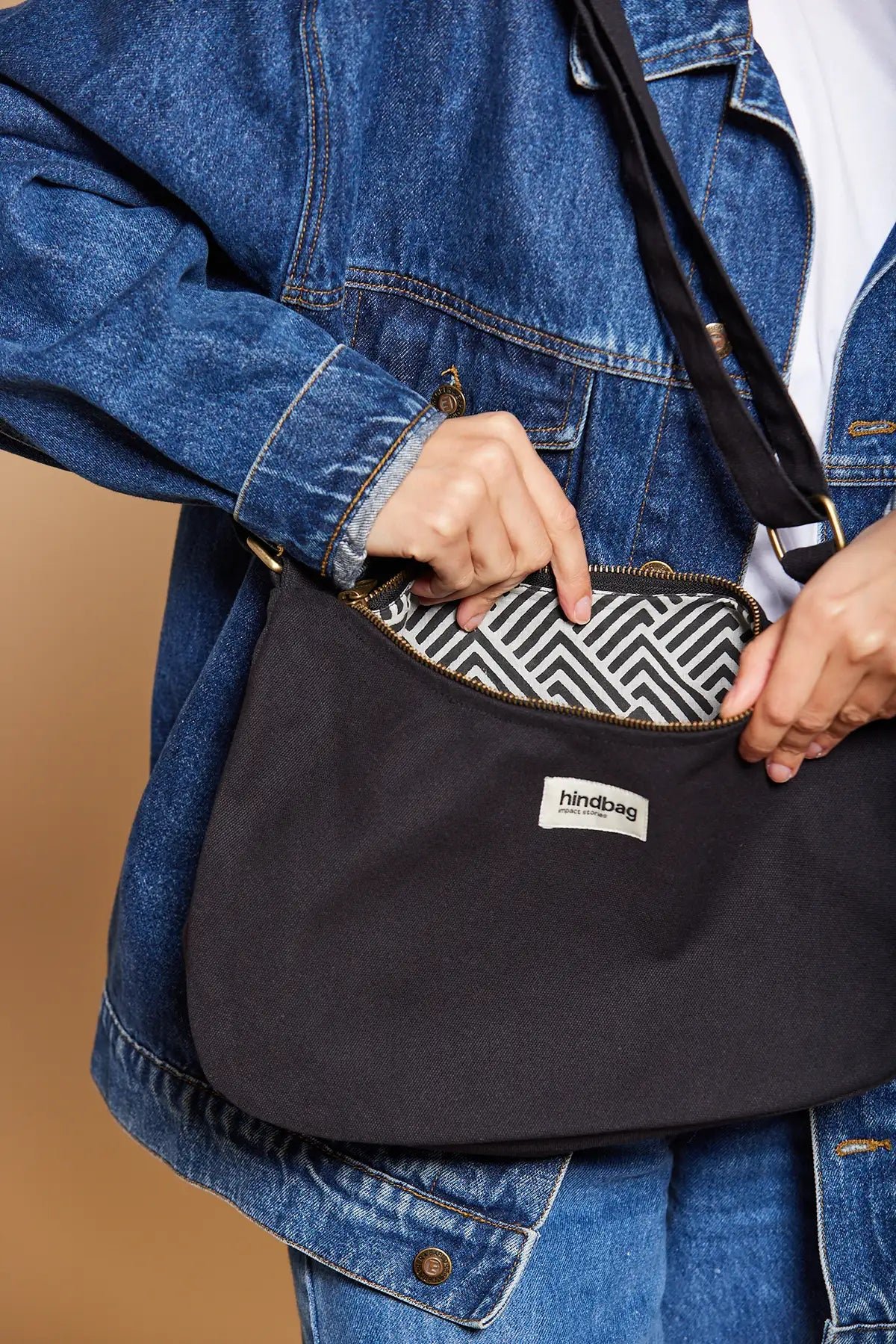 Cotton handbag HINDBAG Black