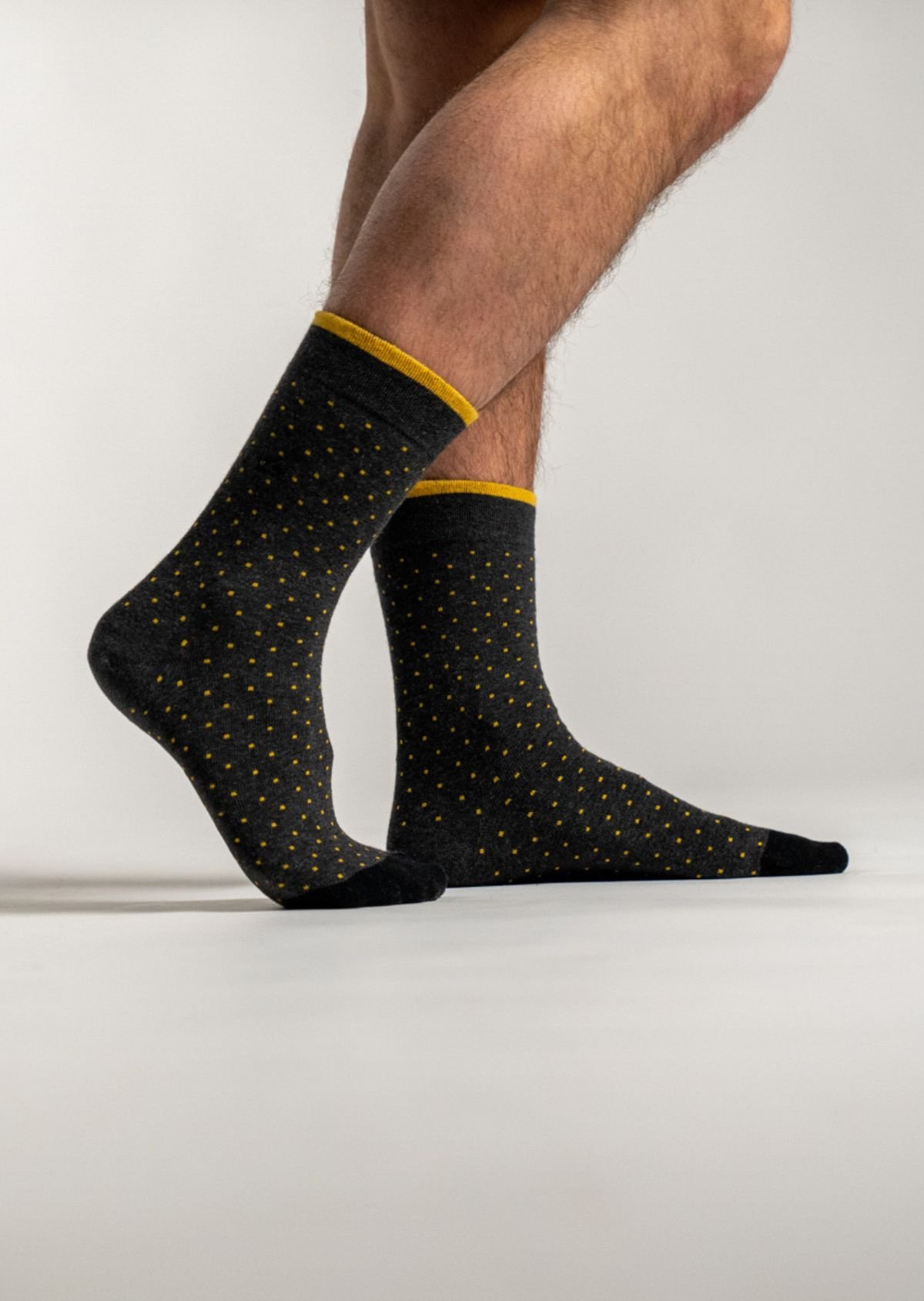 Combed cotton socks with polka dots BILLYBELT Grey