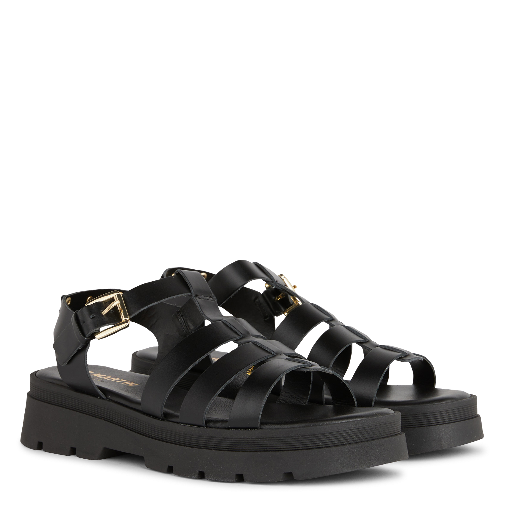 Sandales plates en cuir JB MARTIN Noir