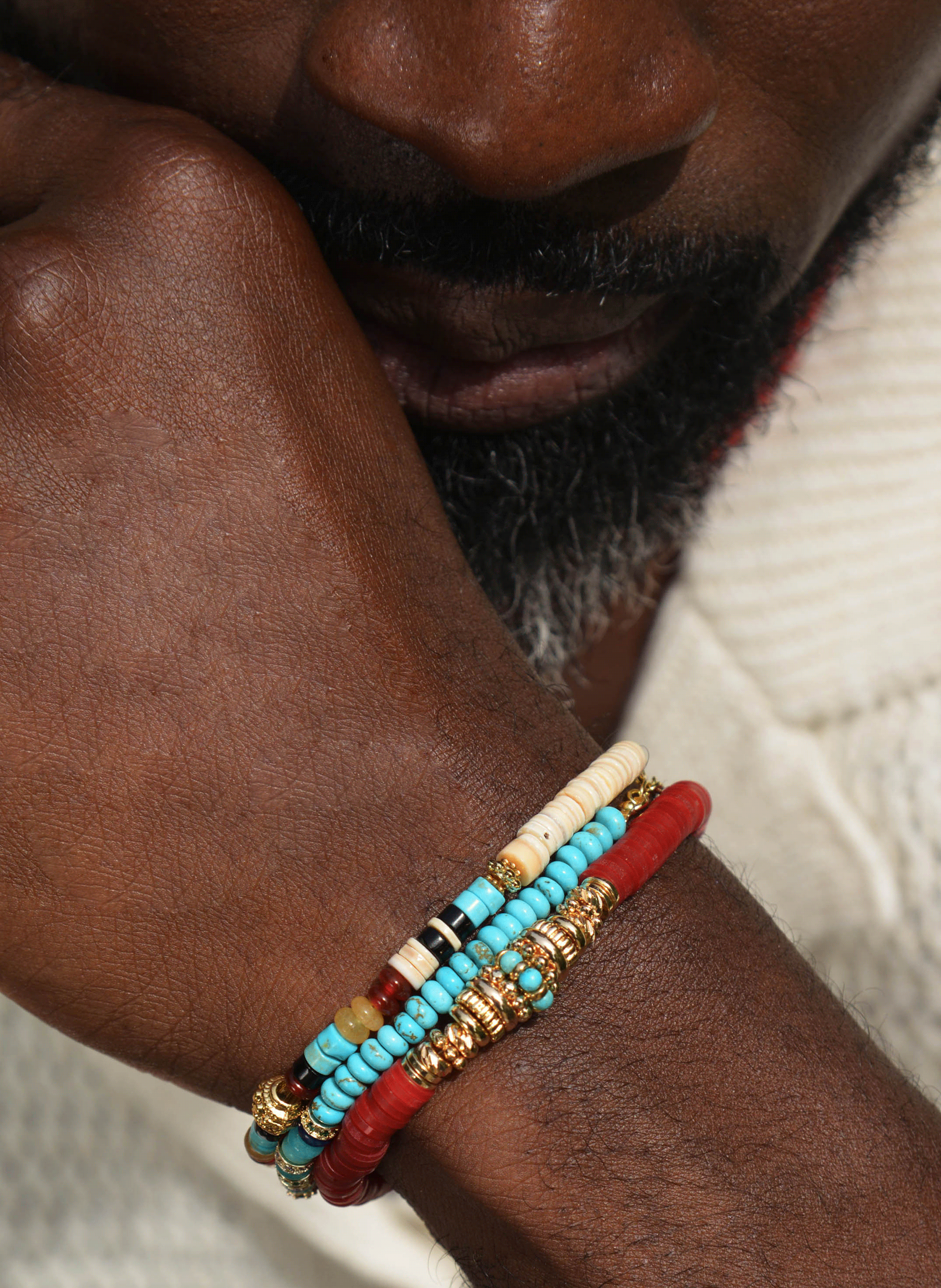 Bracelet with beads and adjustable charm HIPANEMA Red