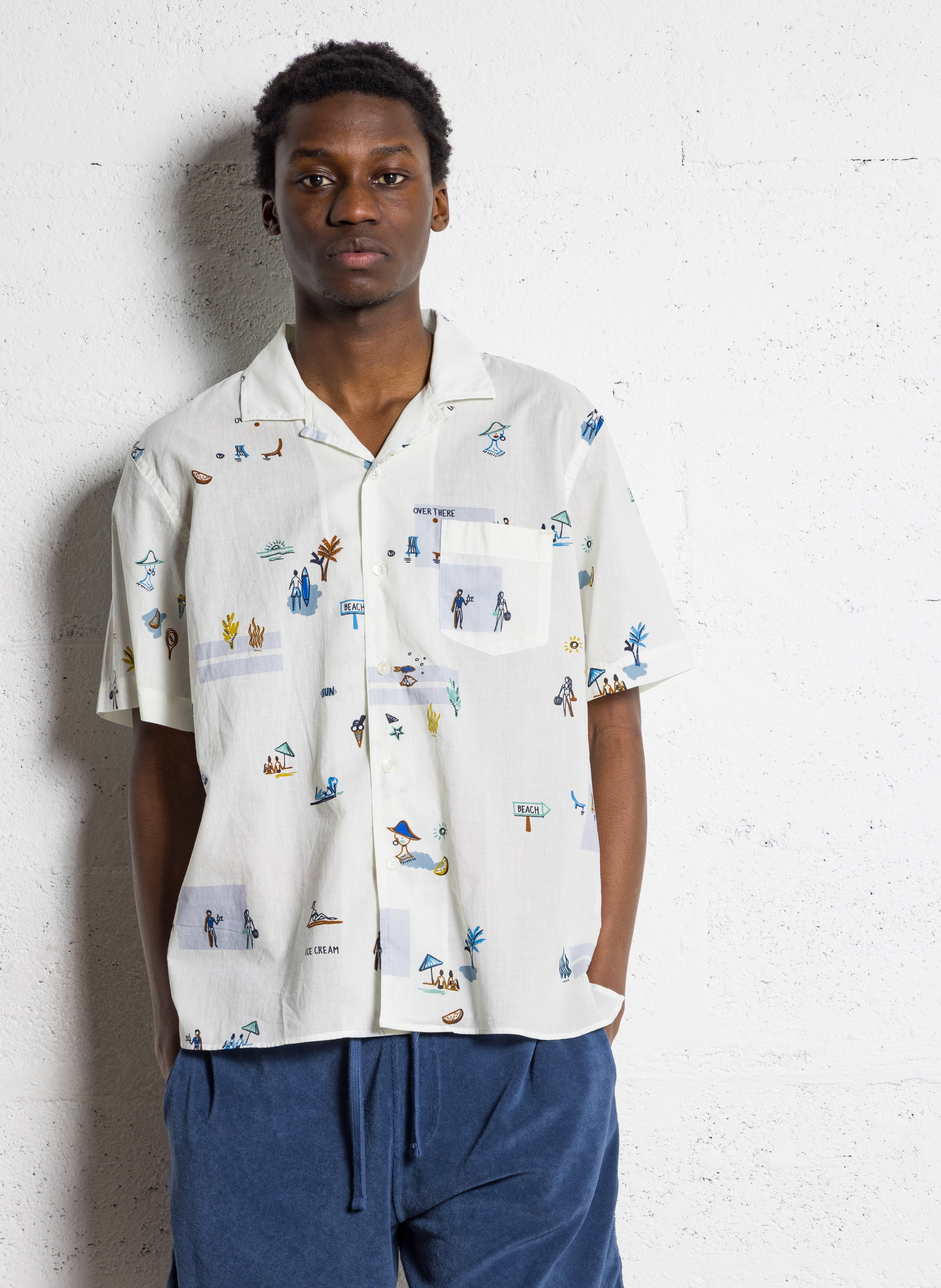 Straight printed cotton shirt HARTFORD Beige