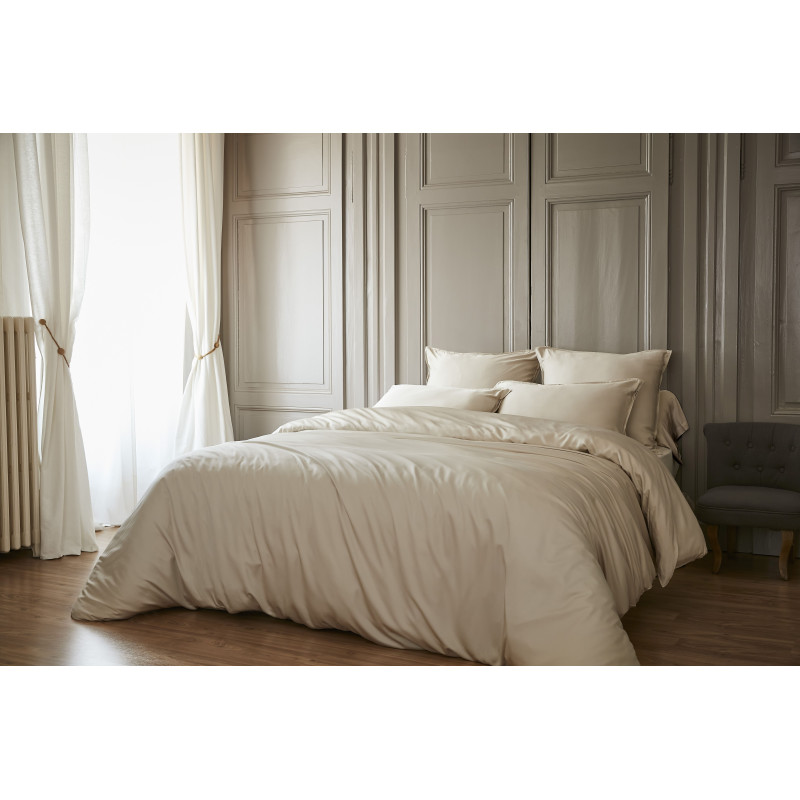 "Salomé" Bamboo Viscose Duvet Cover 120 threads/cm² L'EFFET PAPILLON White
