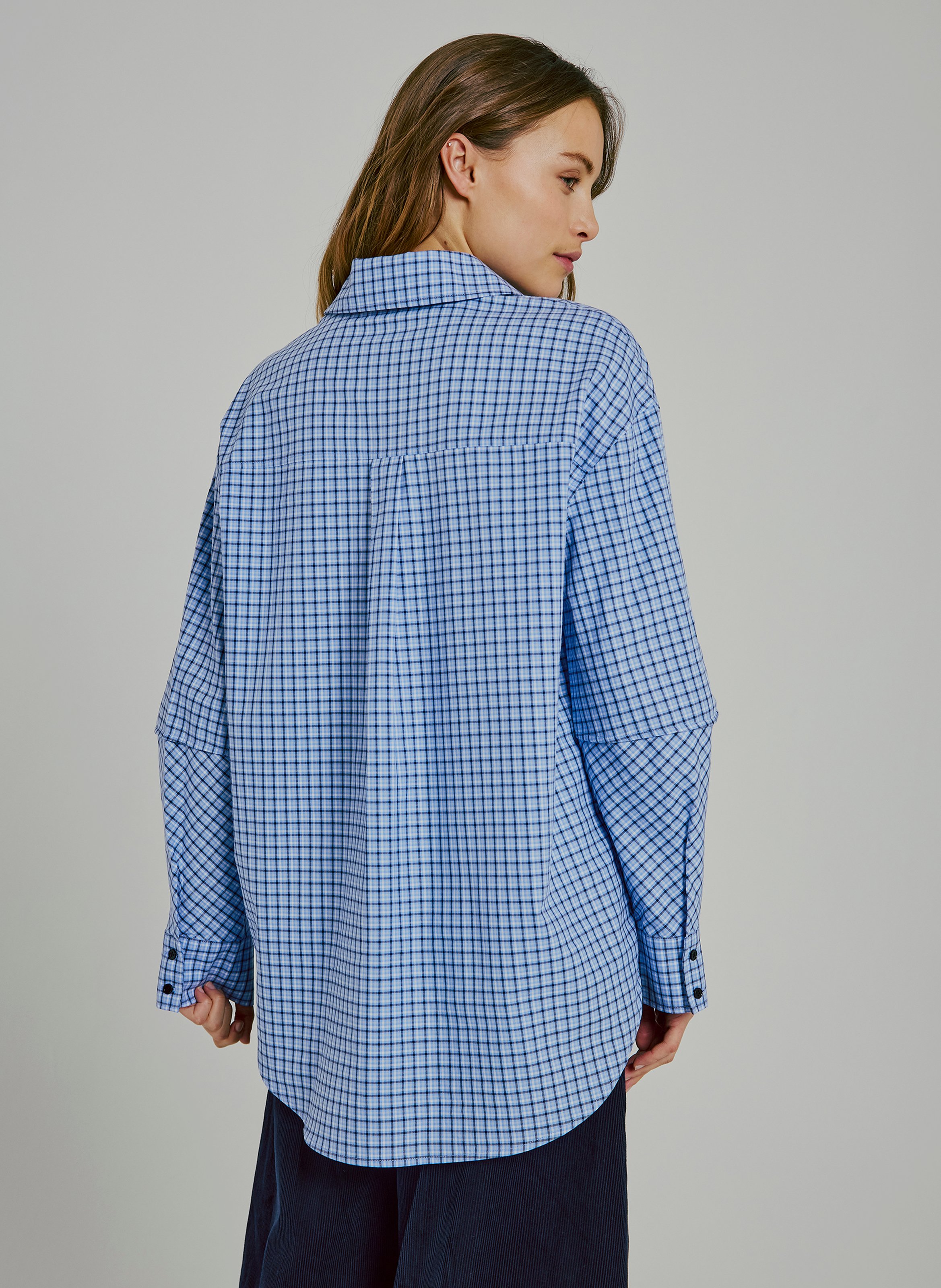 Oversized button-up checkered shirt NORR Blue