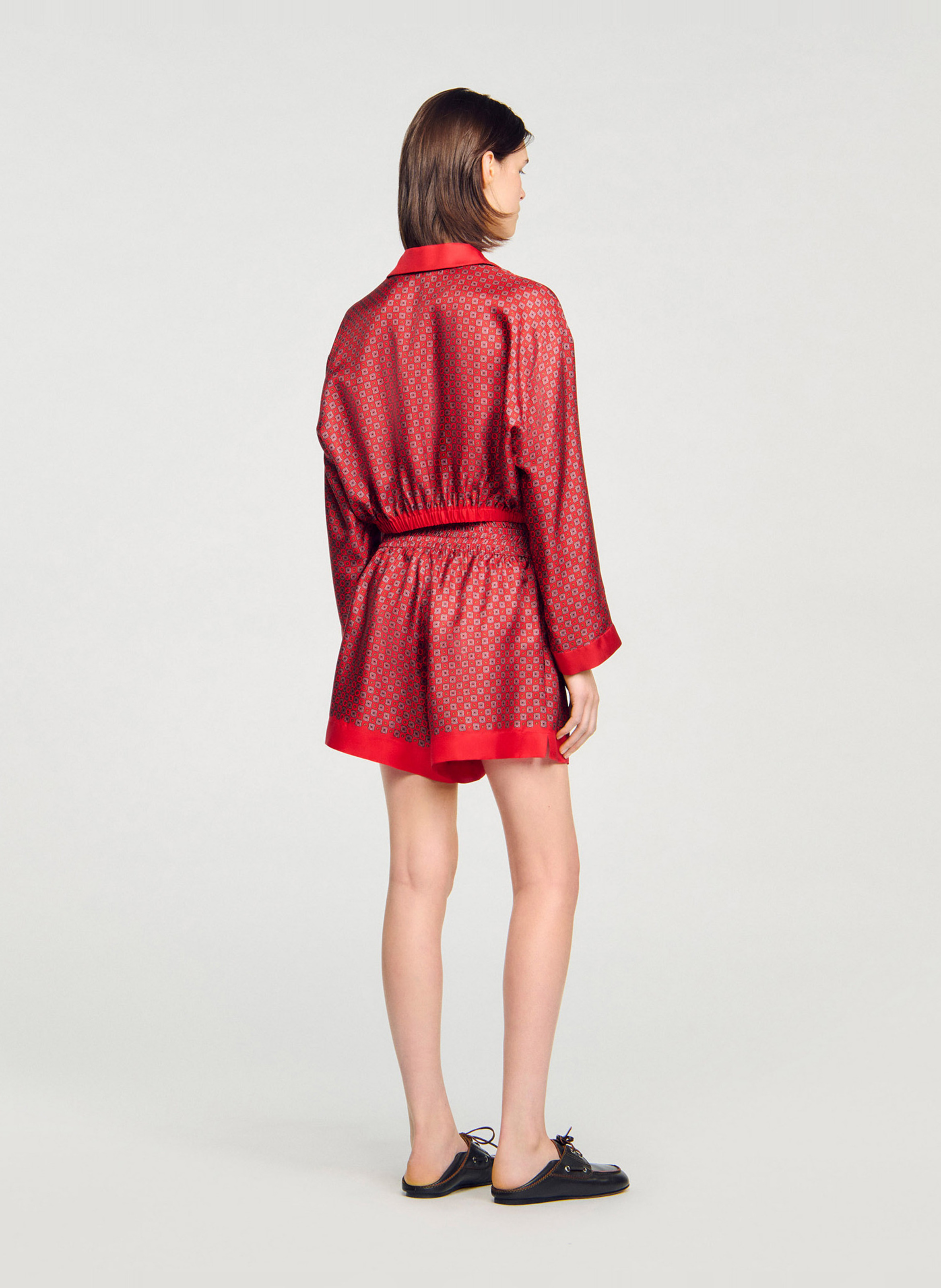 Short large décontracté à motifs SANDRO Rouge