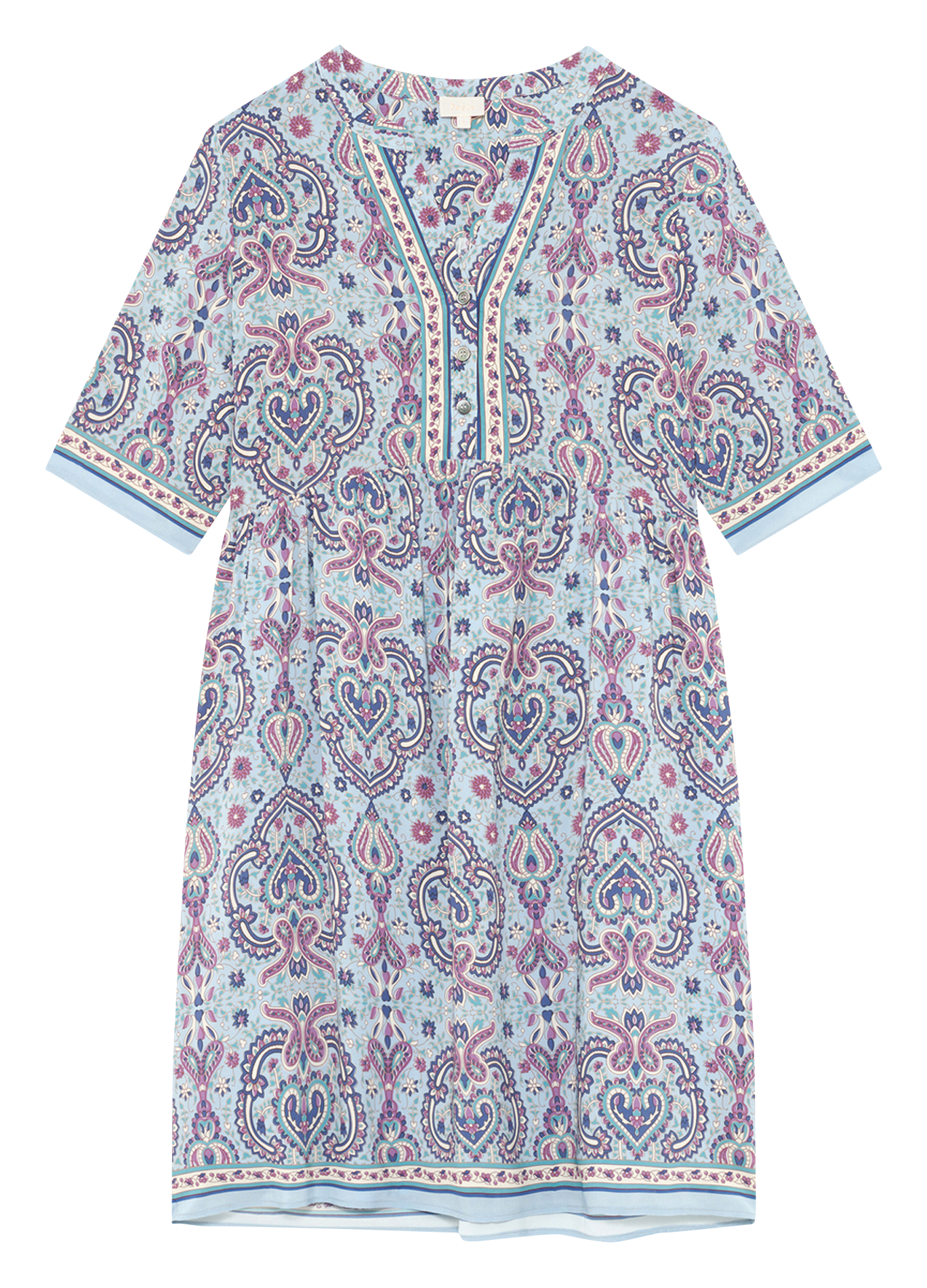 Robe courte col tunisien imprimée PABLO Bleu