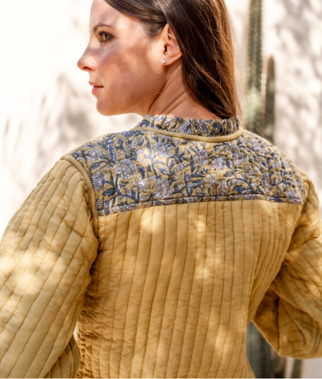 Printed quilted jacket Luzia BINDI ATELIER Yellow