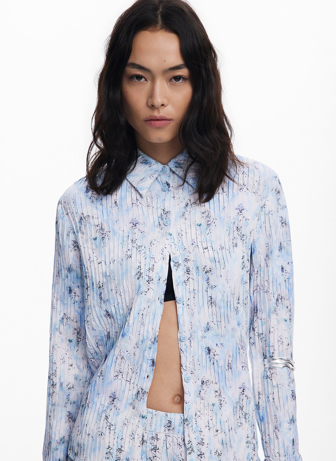 Camicia ampia scollo a V DESIGUAL Blu