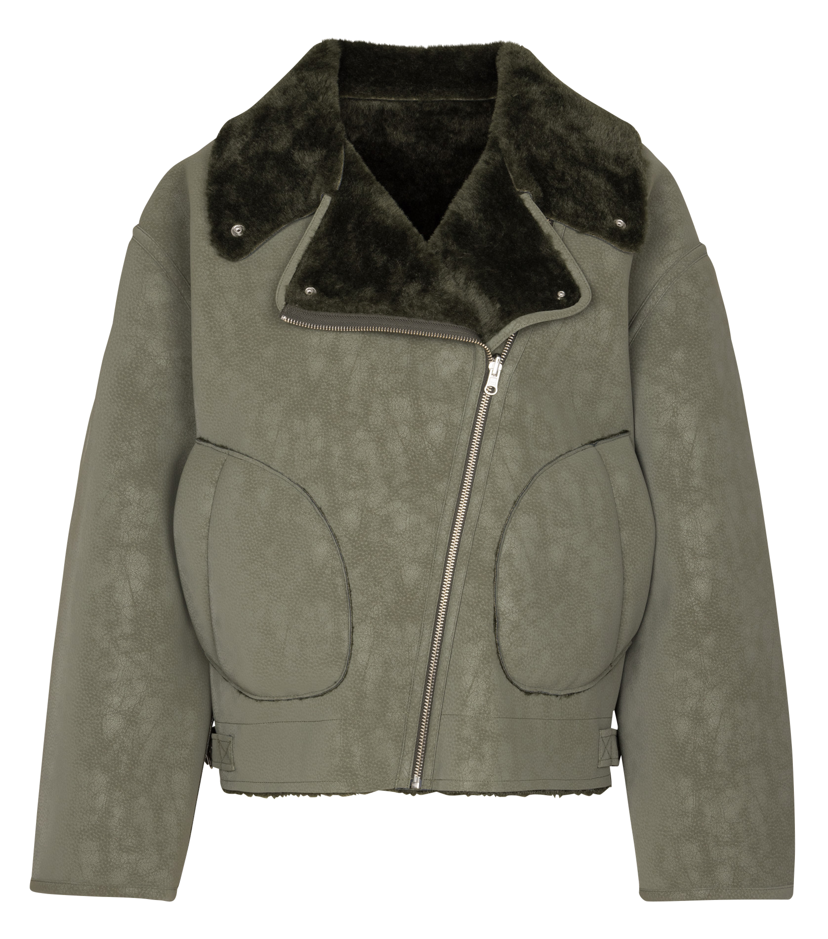 Wijde effen zip-up jas BELLEROSE Bruin