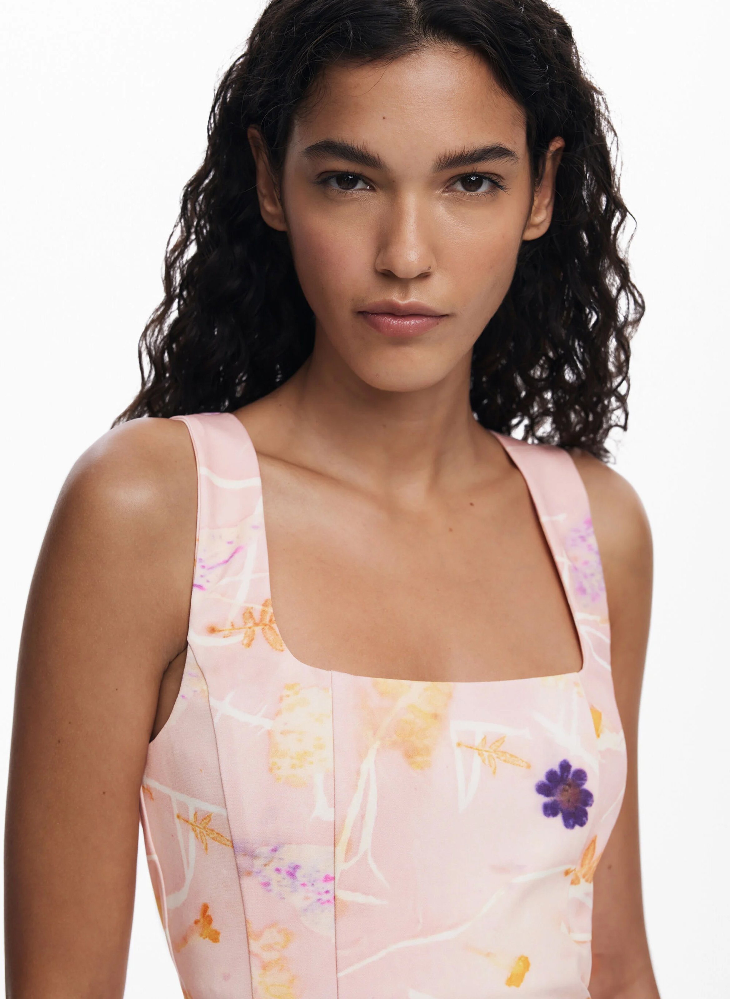 Kurzes Trägerkleid mit Print DESIGUAL Rot