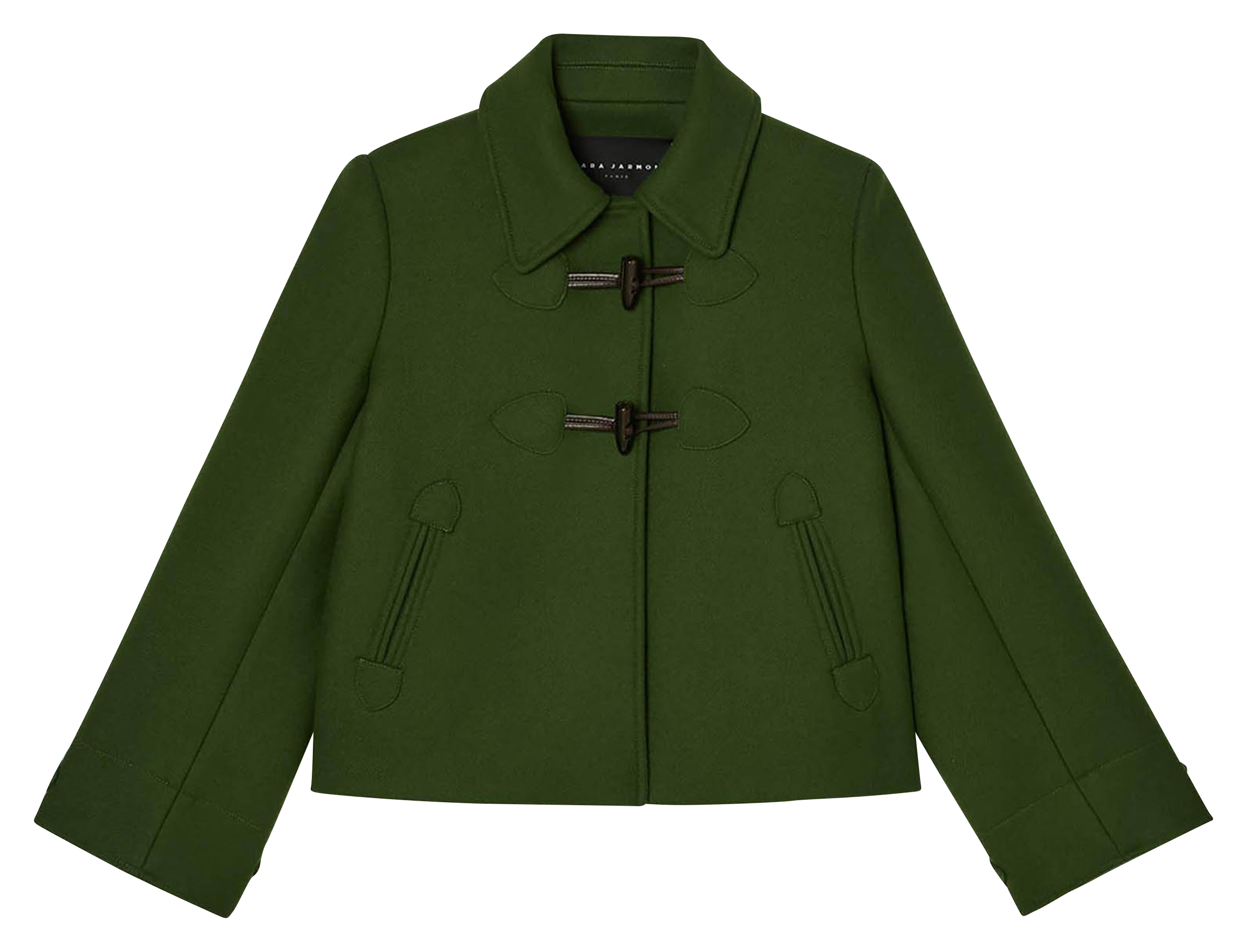 Short solid color wool blend coat TARA JARMON Green