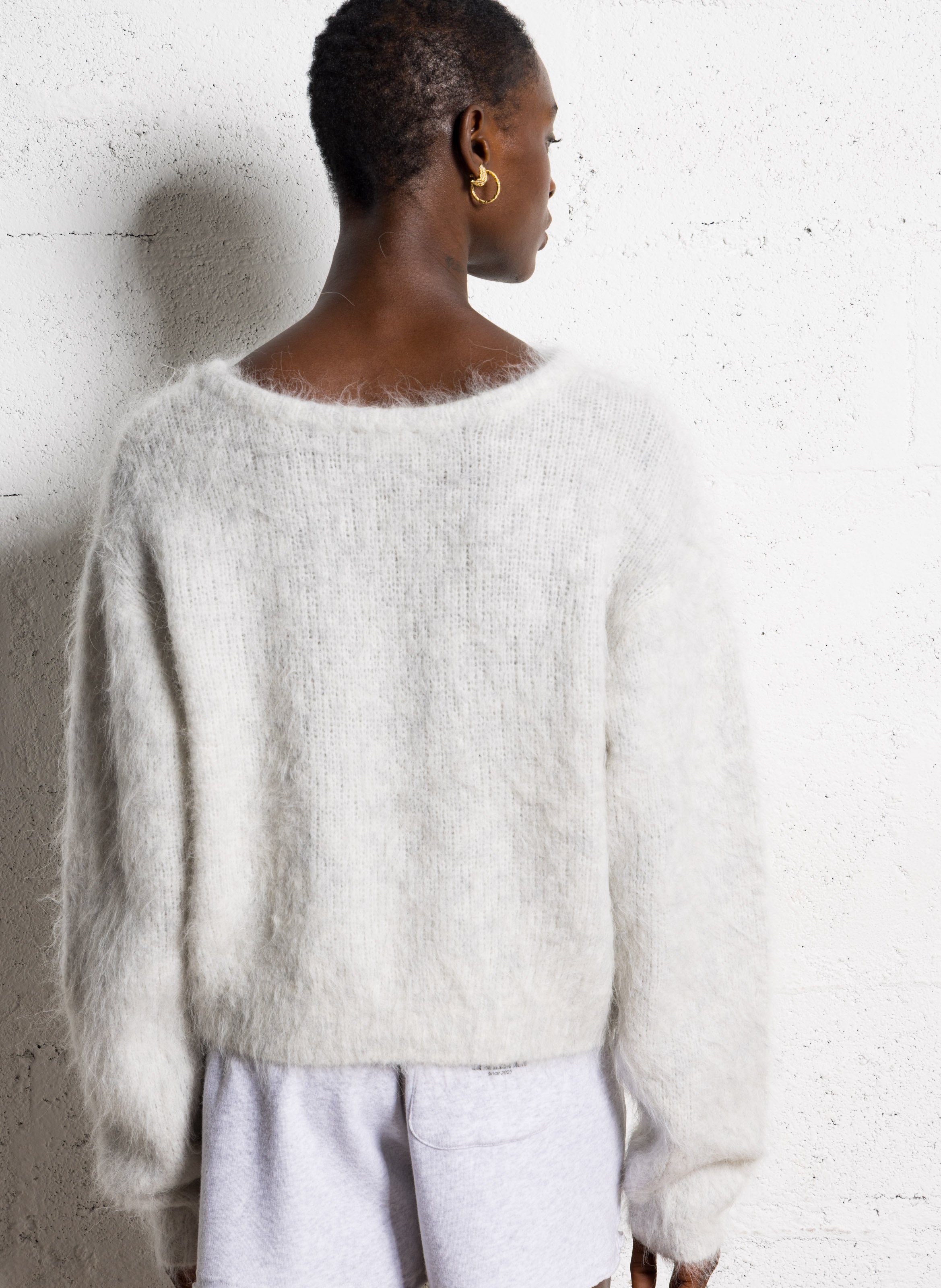 Pull oversize col rond en laine mélangée AMERICAN VINTAGE Gris