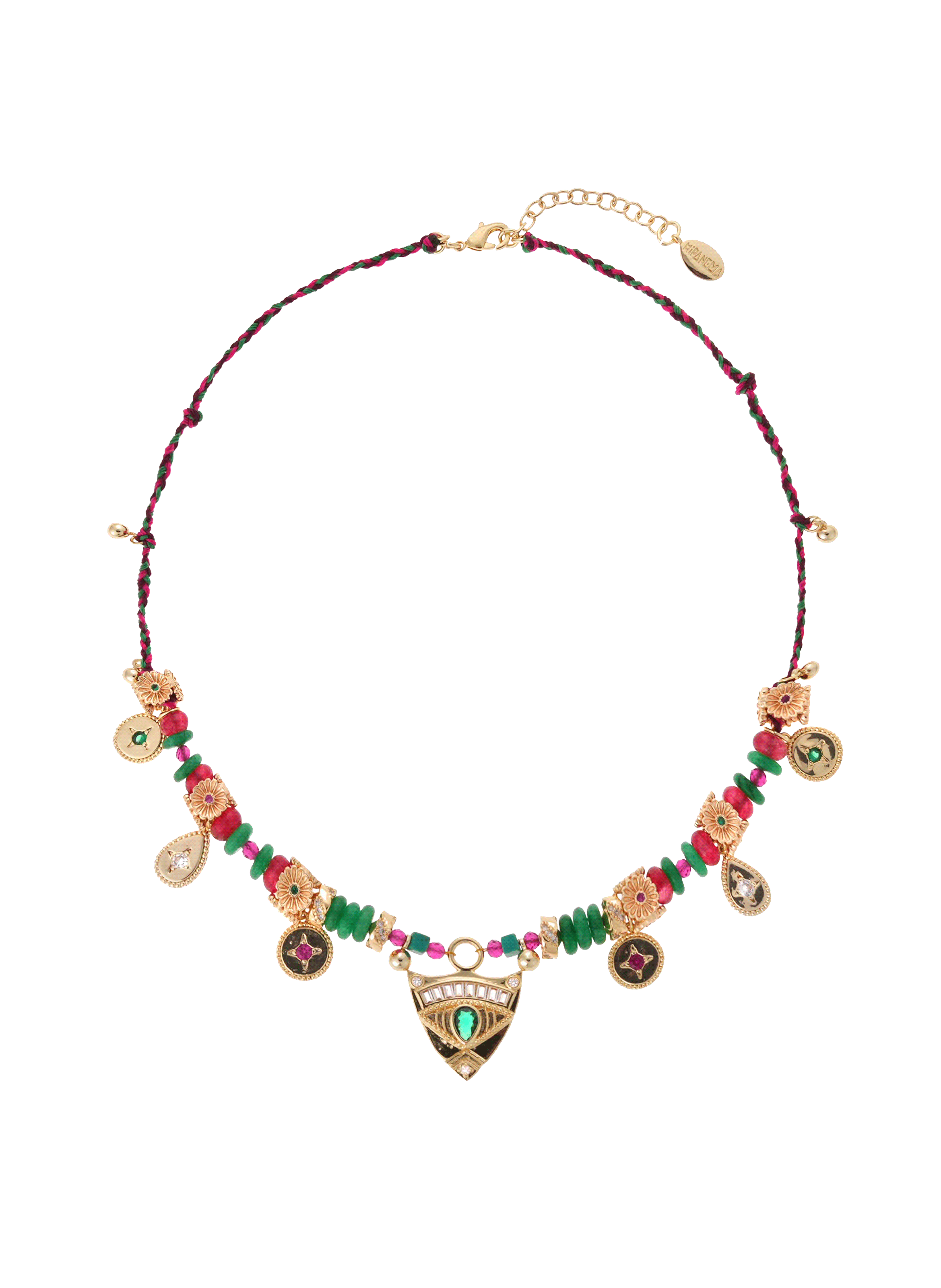 Cord necklace adorned with pearls and tassels HIPANEMA Green