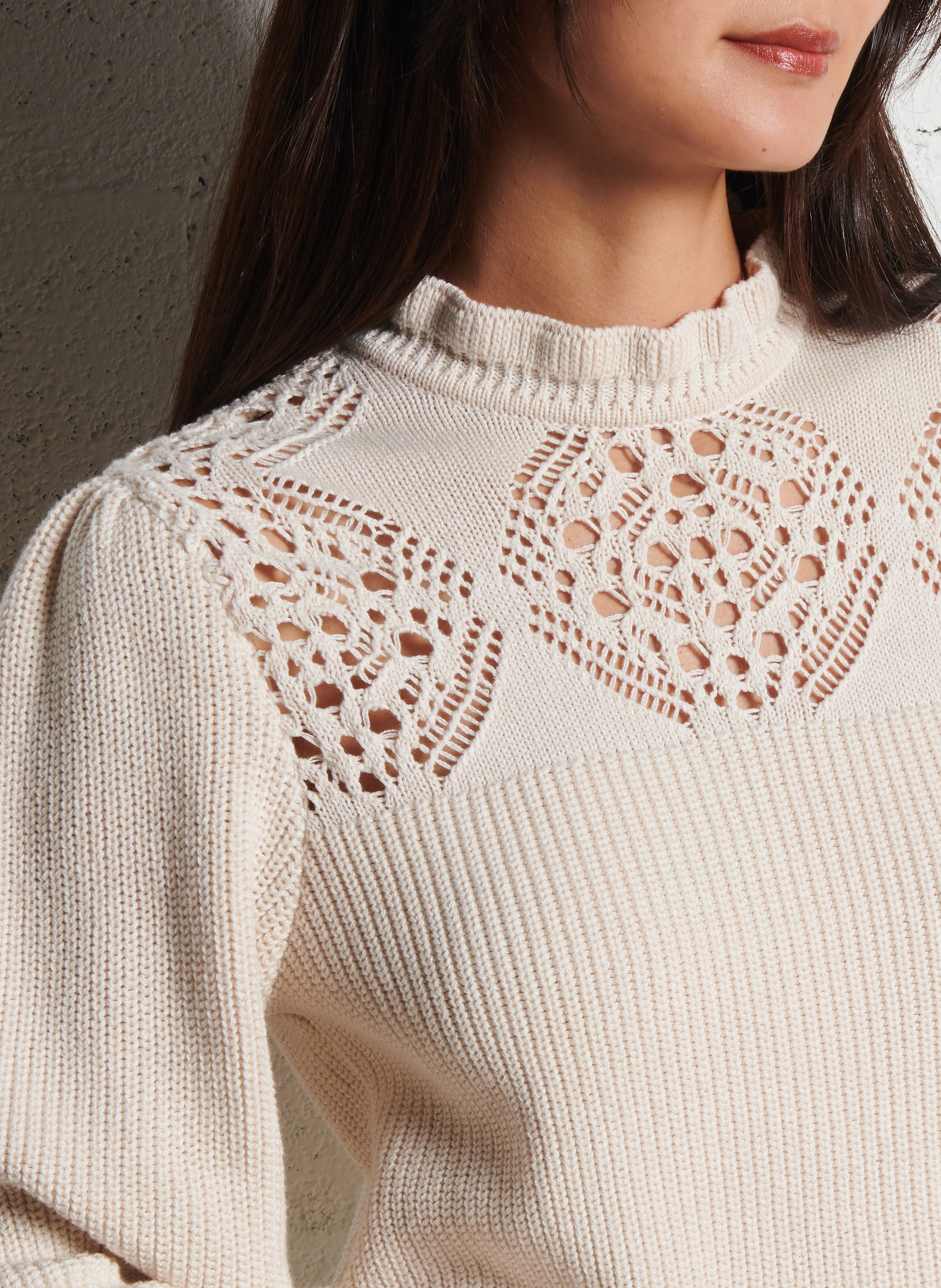 Colour block cotton sweater I CODE White