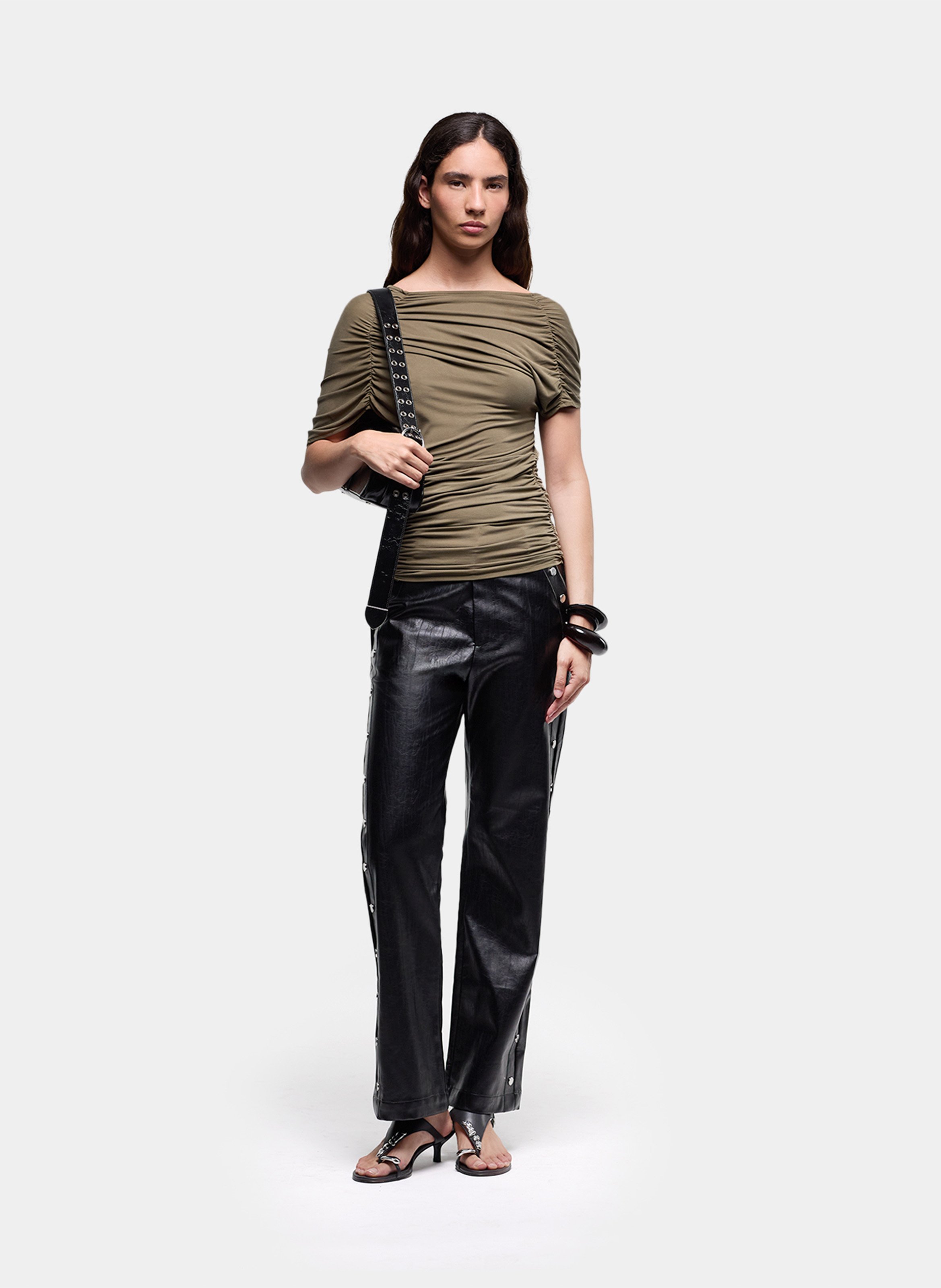 Printed viscose top LAAGAM Khaki