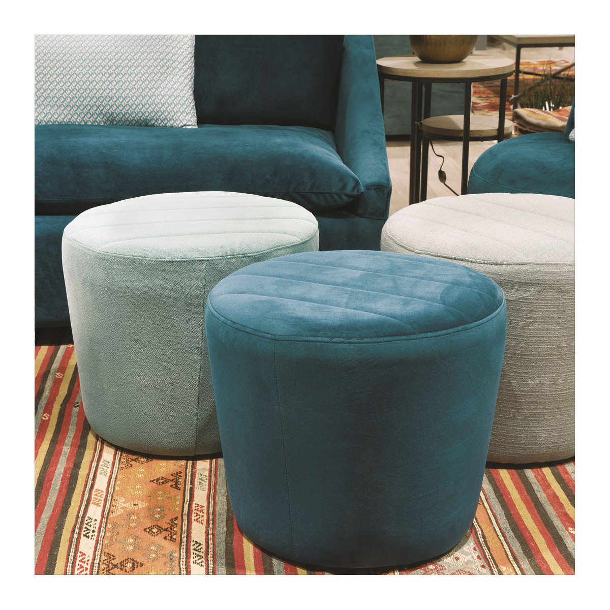 Emerald velvet Stockholm pouf BLANC D'IVOIRE Green