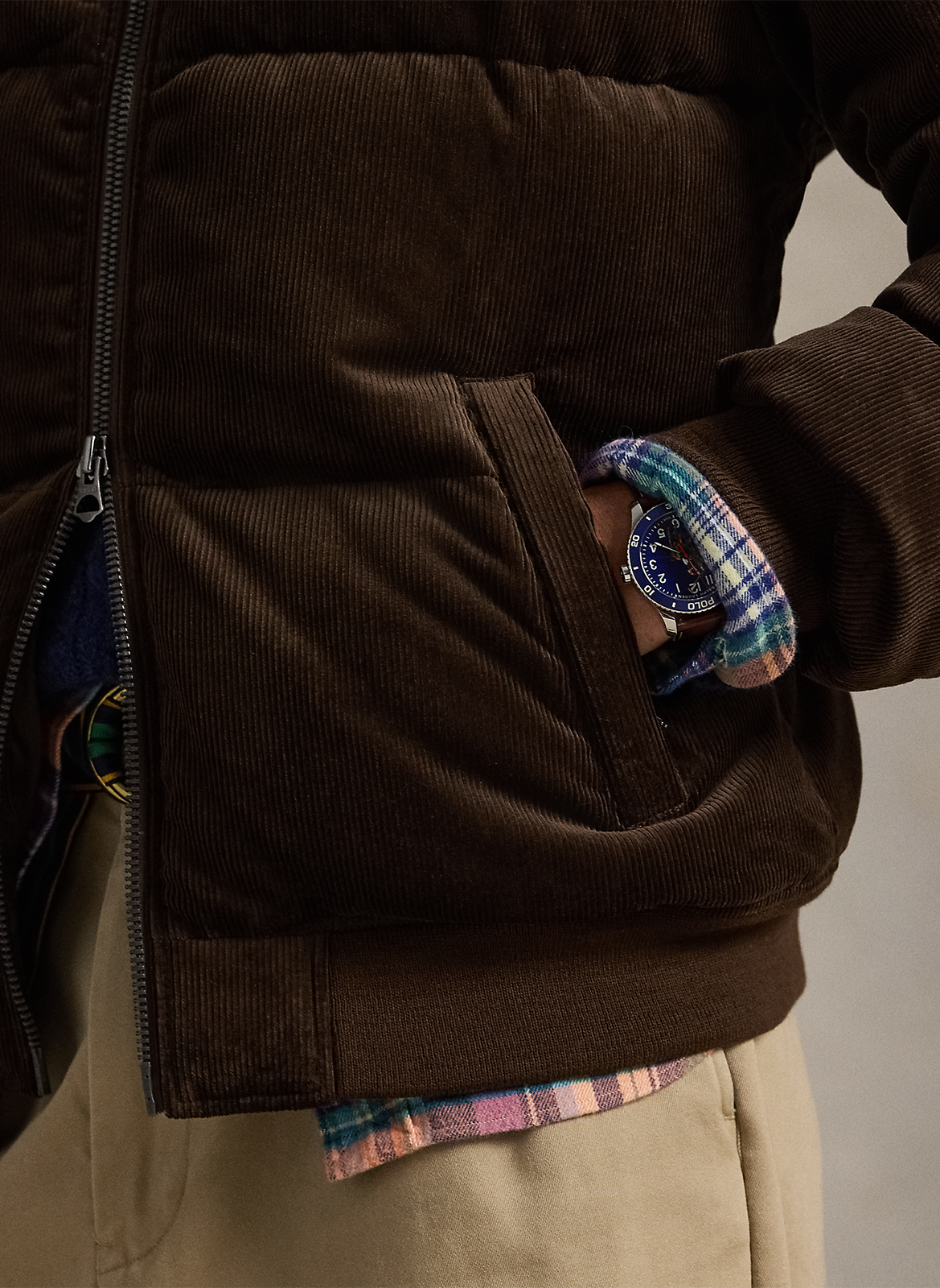 Doudoune col montant en coton POLO RALPH LAUREN Marron