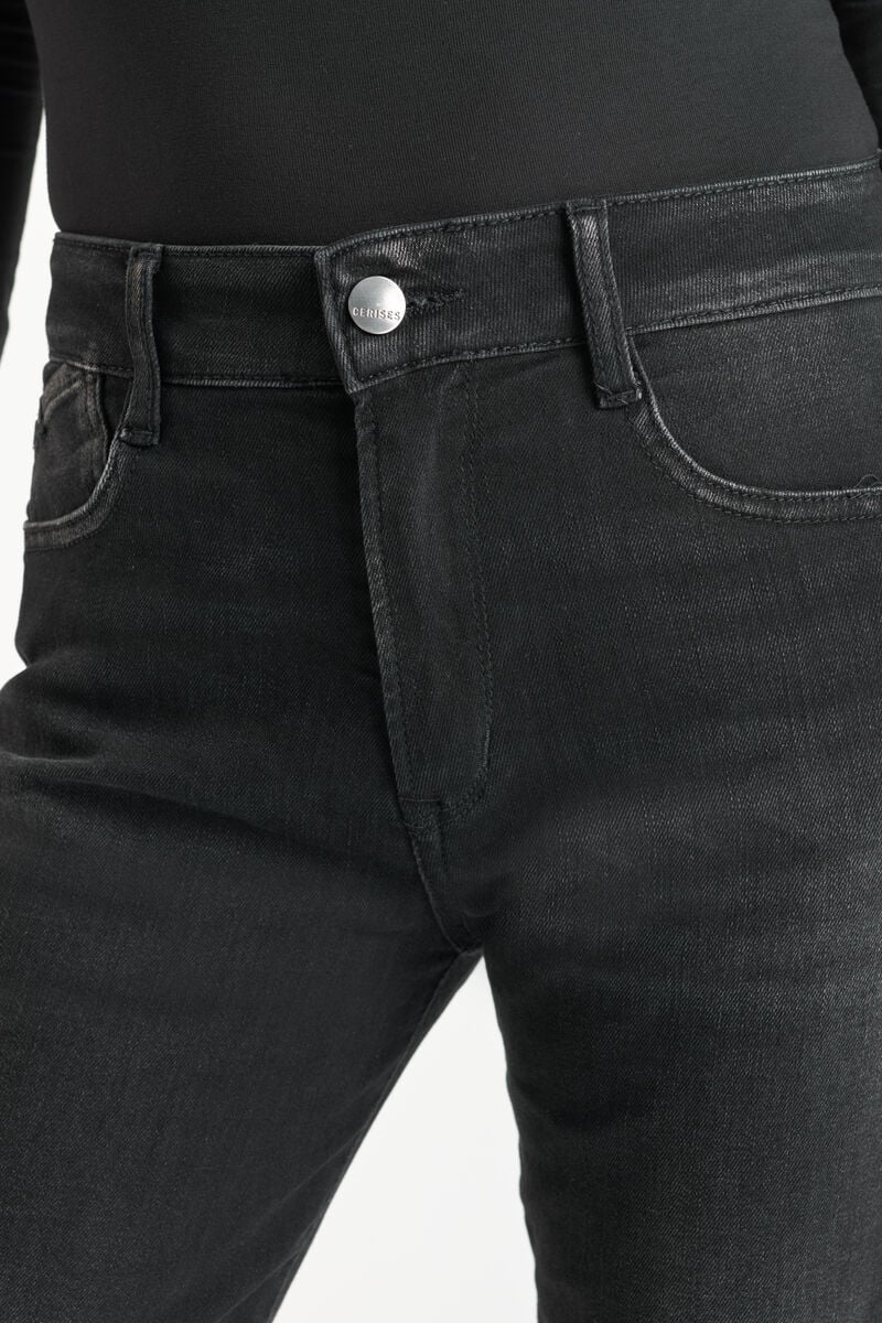 Straight leg high waist mom jeans 7/8 length, 7/8 length LE TEMPS DES CERISES Black