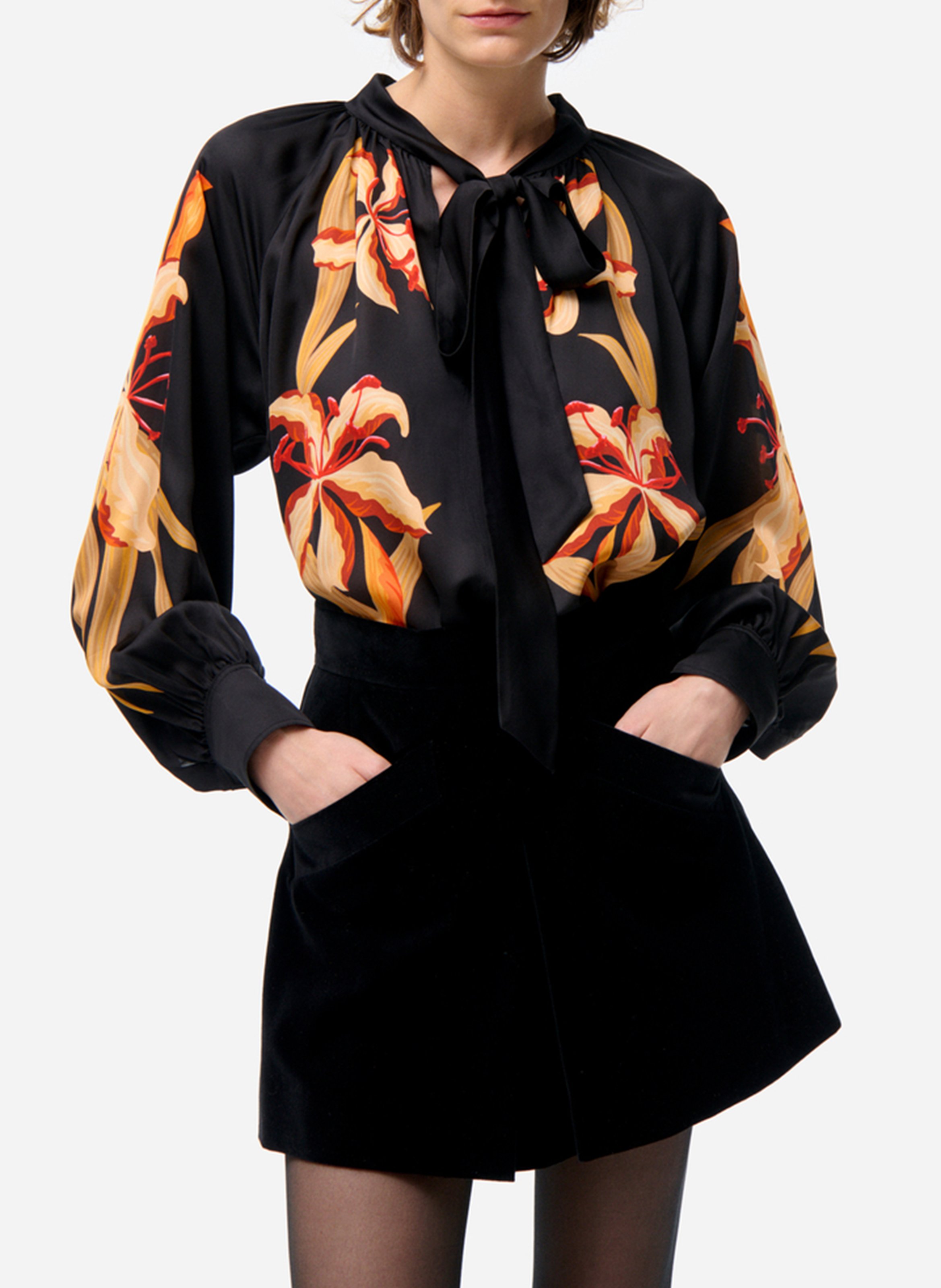 Jupe courte en coton mélangé VANESSA BRUNO Noir