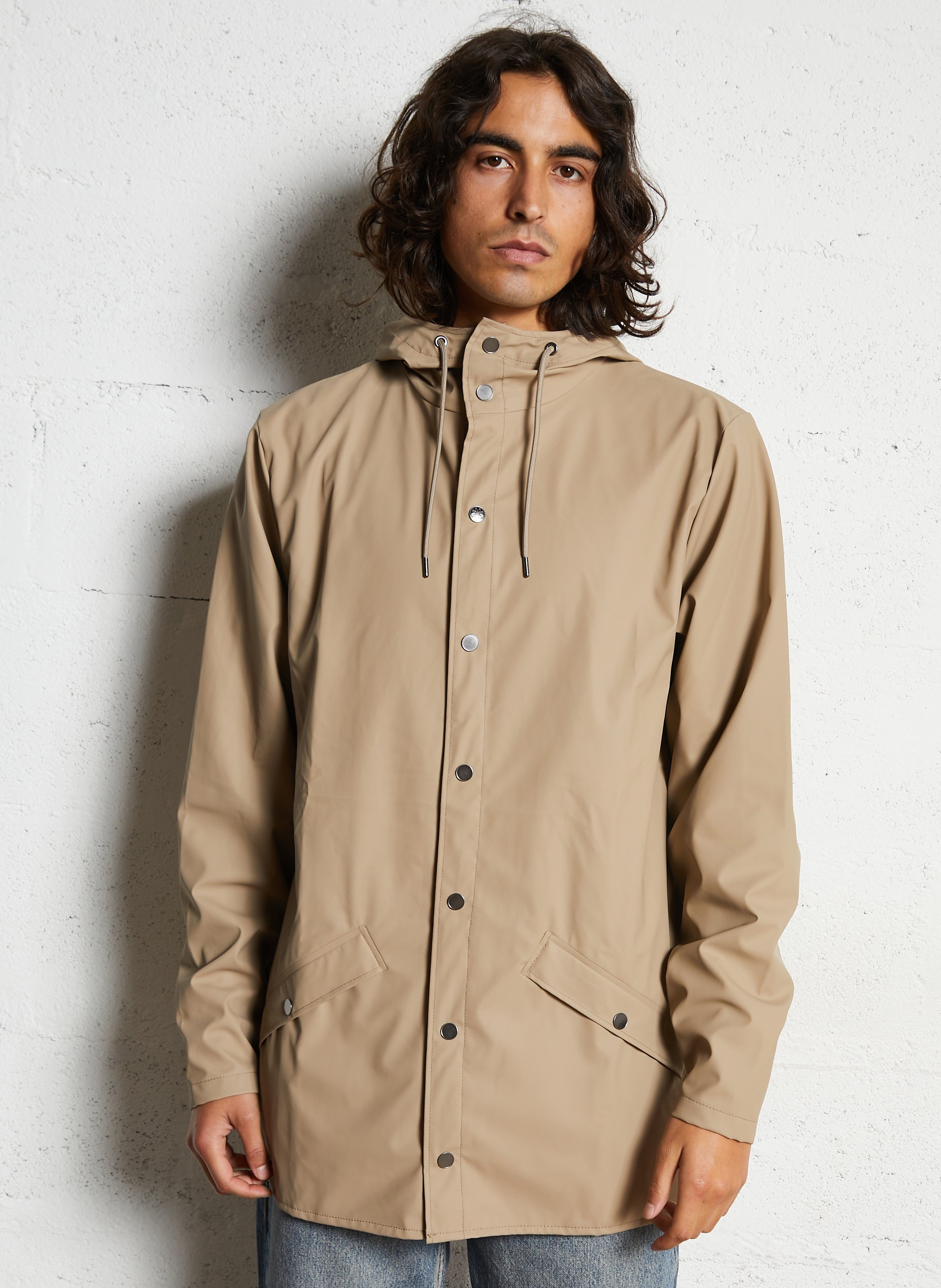 Coupe-vent à capuche RAINS Beige