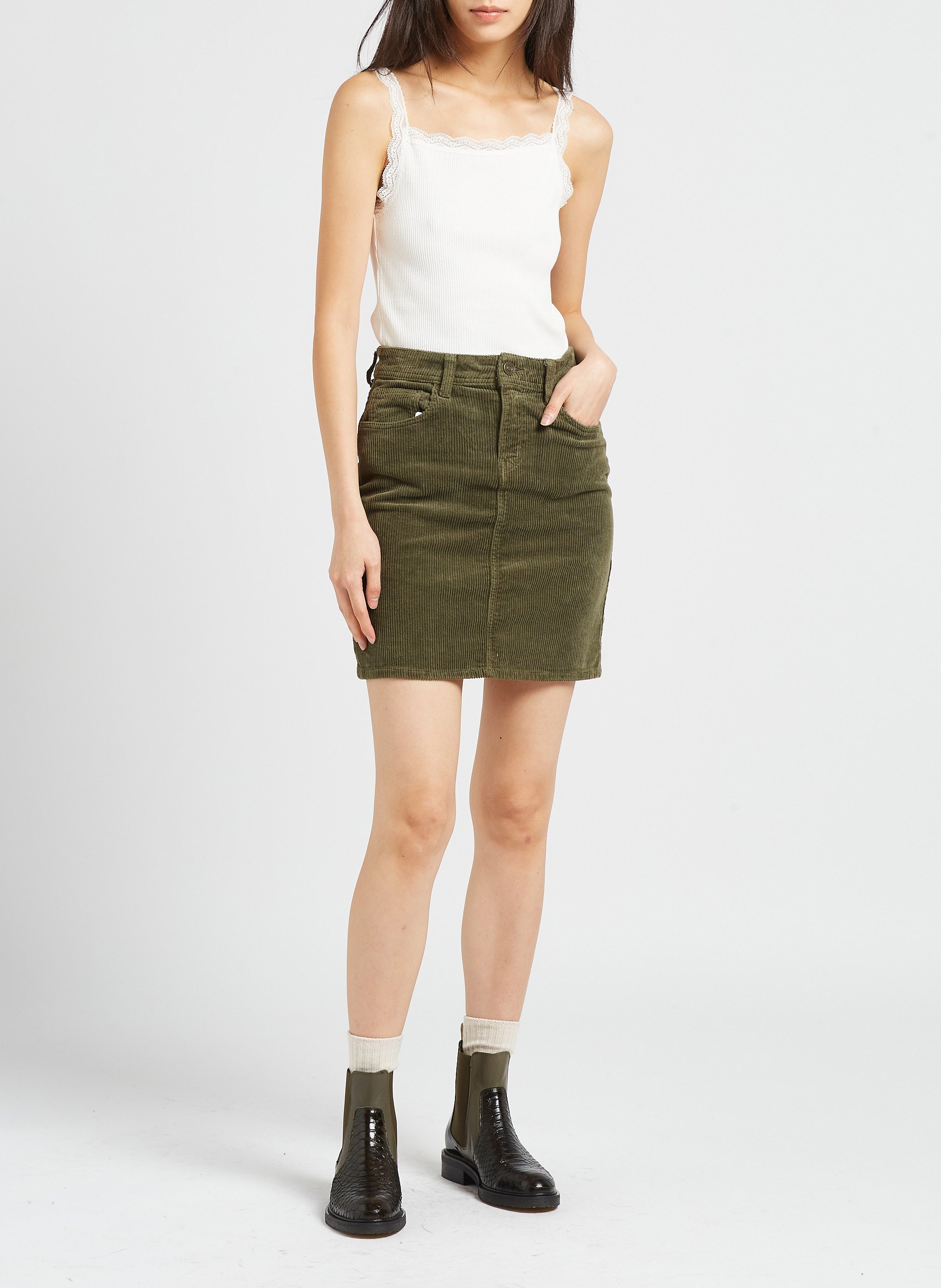 Square-neck cotton tank top MAISON 123 White