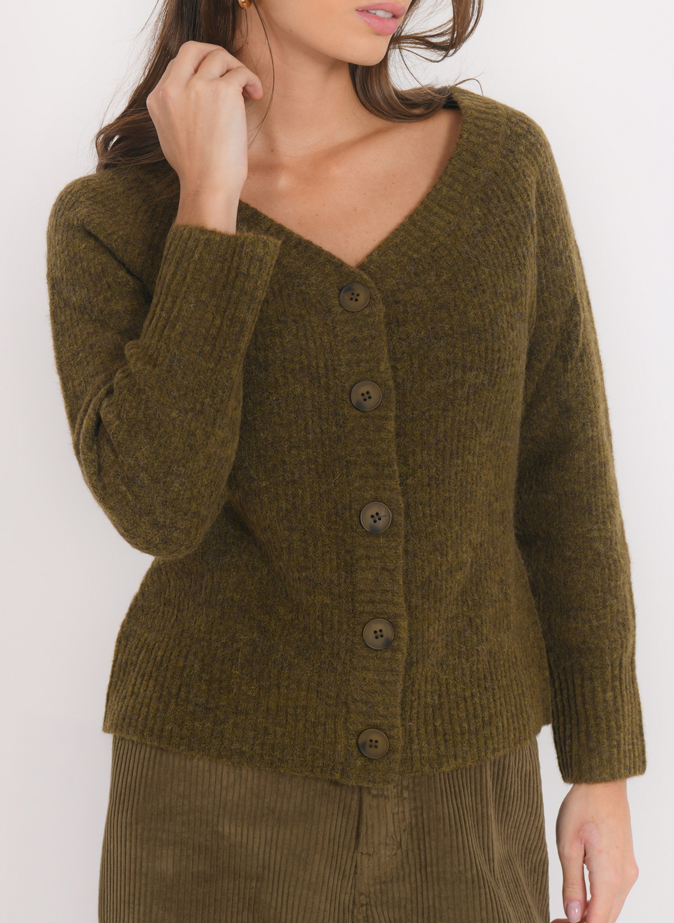 Getailleerd vest met knopen van gemengde wol KOOKAI Kaki