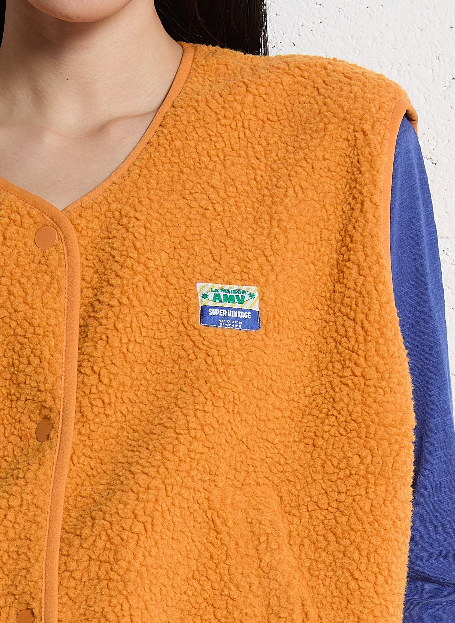 Gilet col rond molletonné sans manches AMERICAN VINTAGE Orange