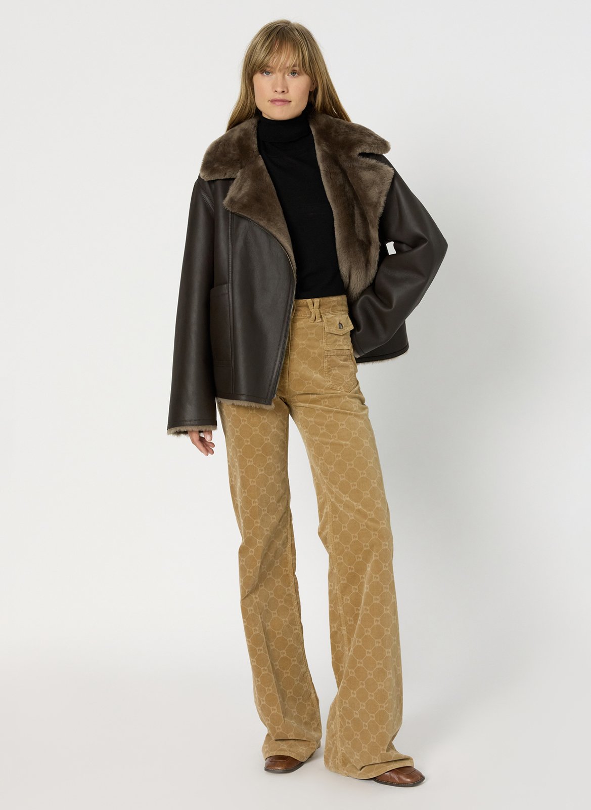 Mantel mit Reverskragen aus Leder GERARD DAREL Braun