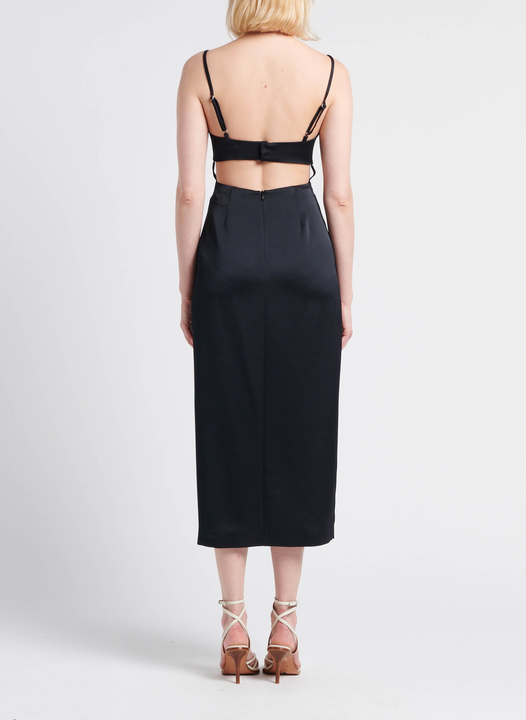 Lange jurk met schouderbandjes IRO Zwart