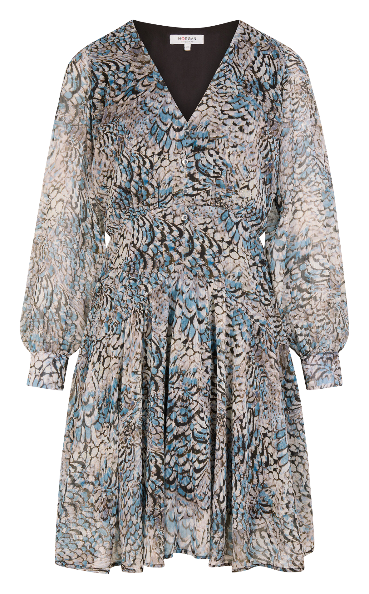 Robe courte col V ample imprimée MORGAN Multicolore