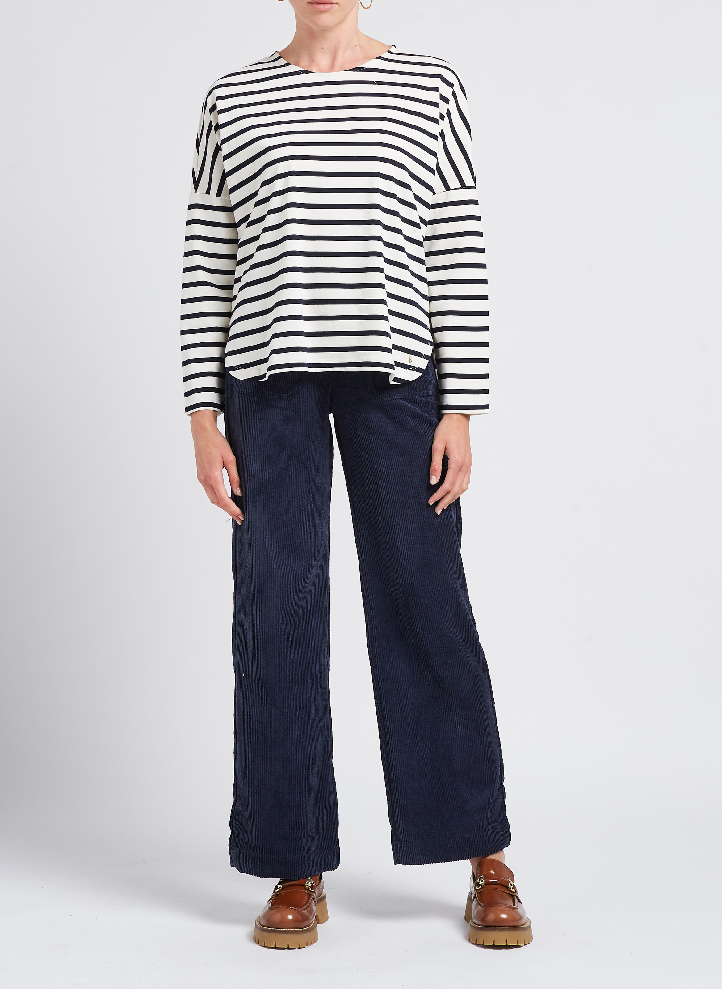 Pantalon large taille haute côtelé INDEE Bleu