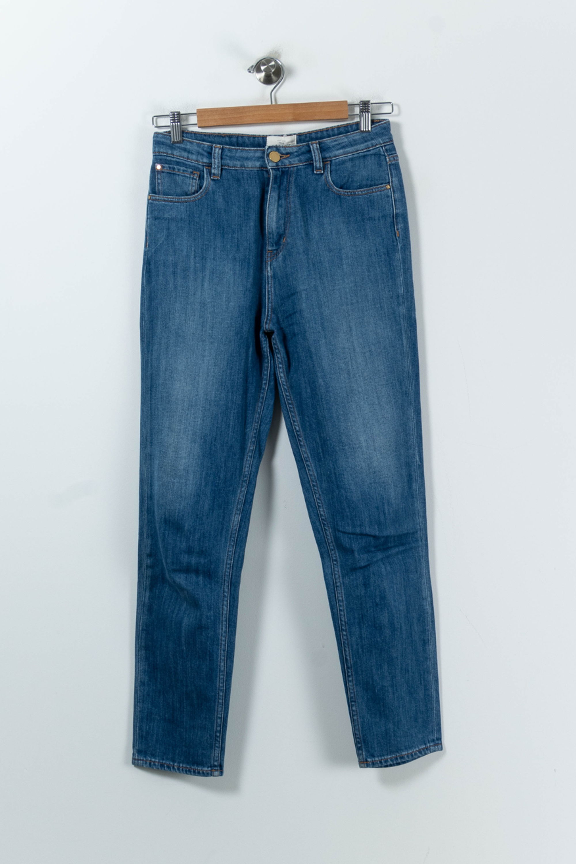 Cropped slim jeans with studs SEZANE - Seconde main Blue