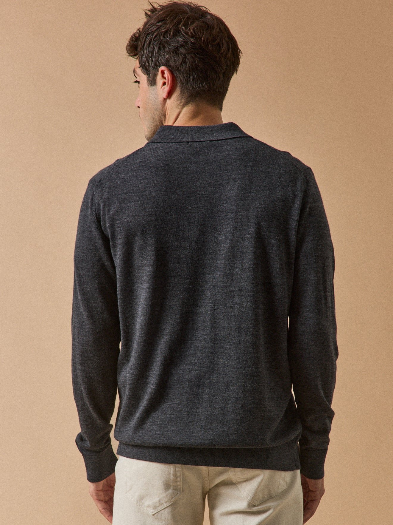 Pull fin col polo laine mérinos CYRILLUS Gris