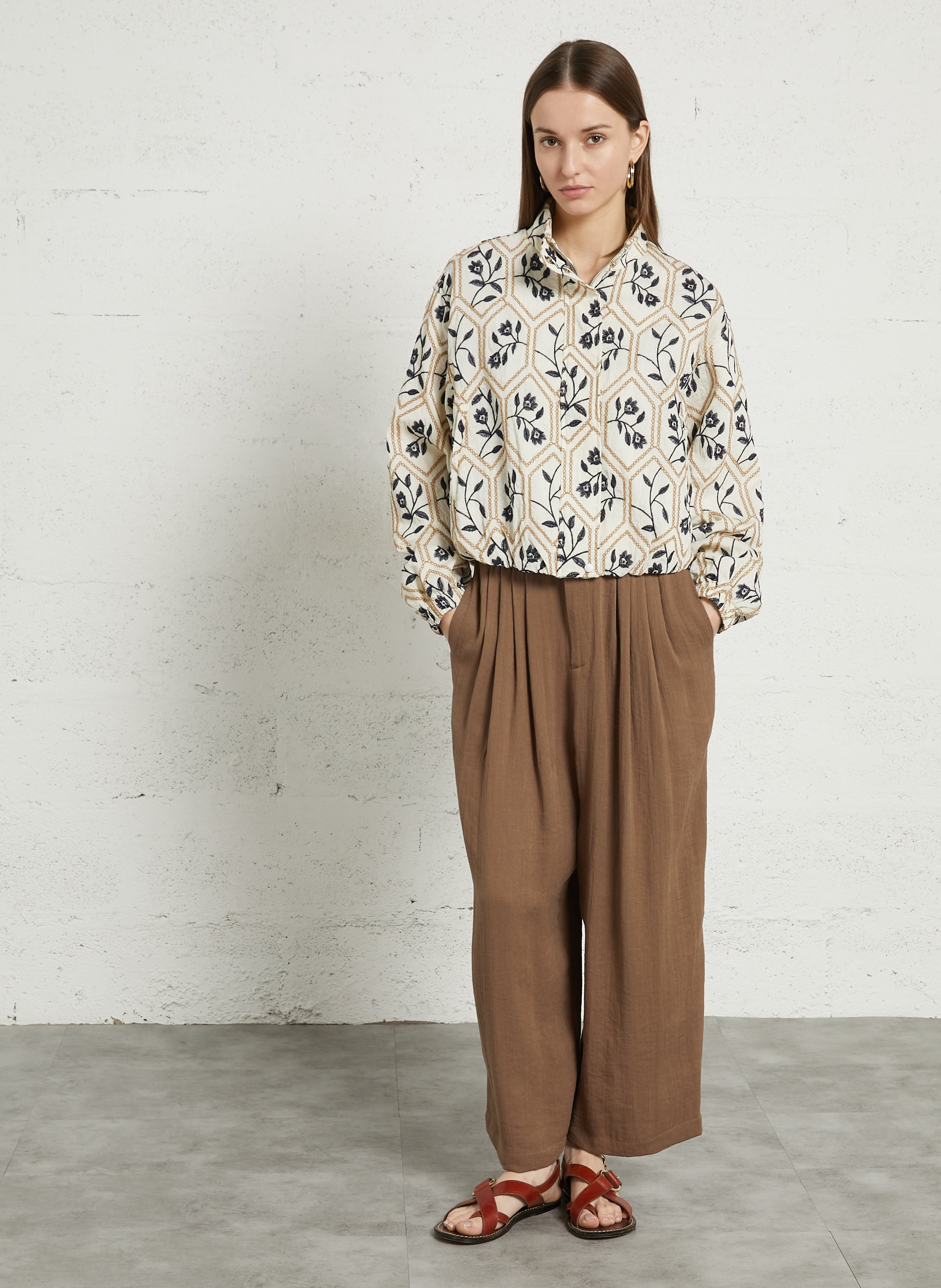 Embroidered high-neck jacket THE KORNER Blue