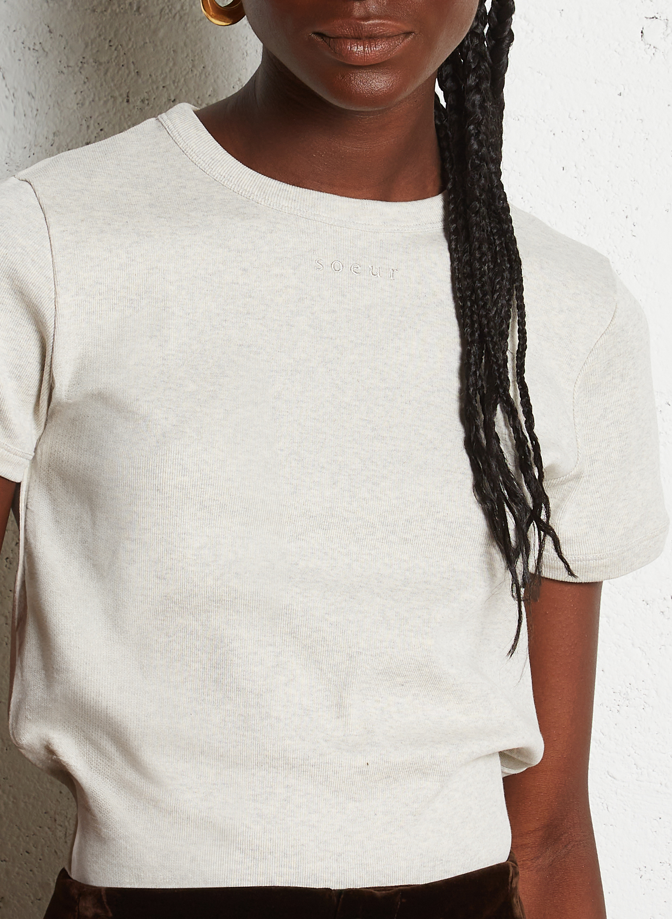 Tee-shirt droit col rond en coton bio SOEUR