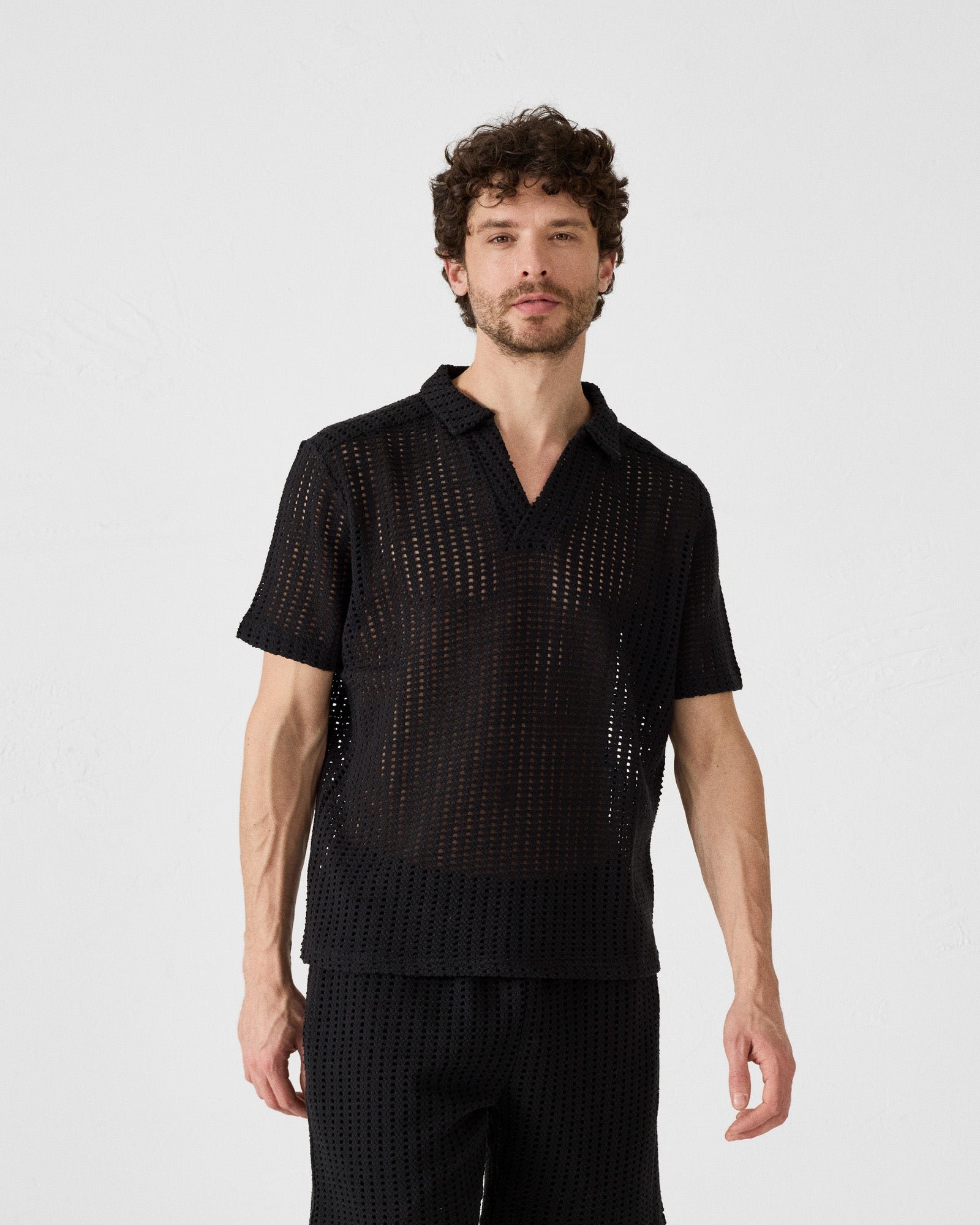Bruno cotton knit polo JOTT Black