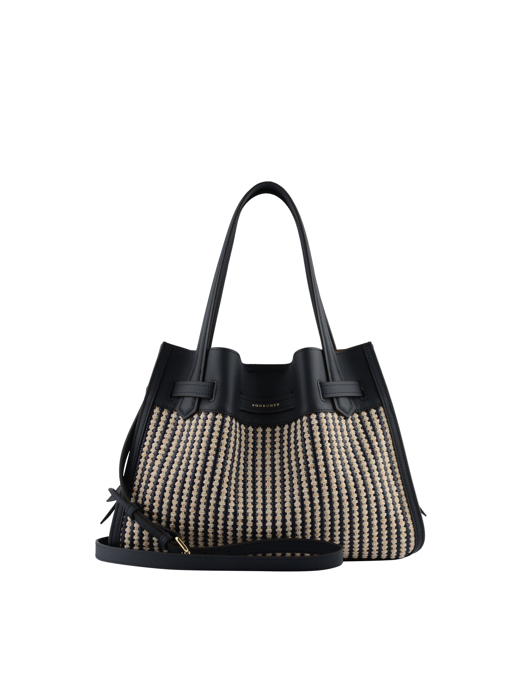 Calfskin leather handbag POURCHET Blue