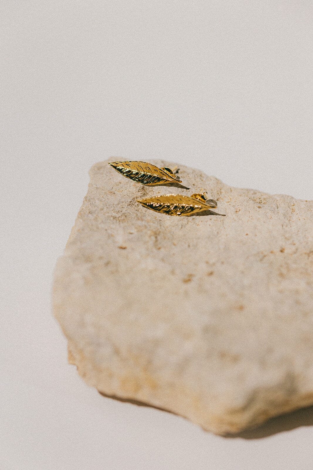 Gold-plated leaf stud earrings Golden