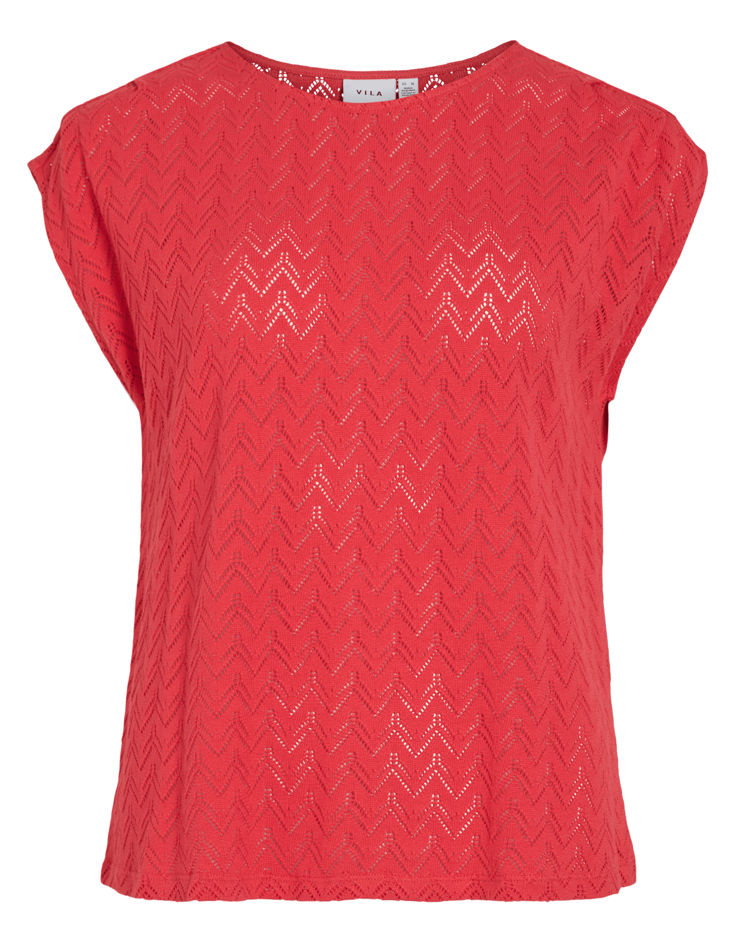 Oberteil mit Rundhalsausschnitt aus Bio-Baumwolle mit Lochmuster VILA Rosa