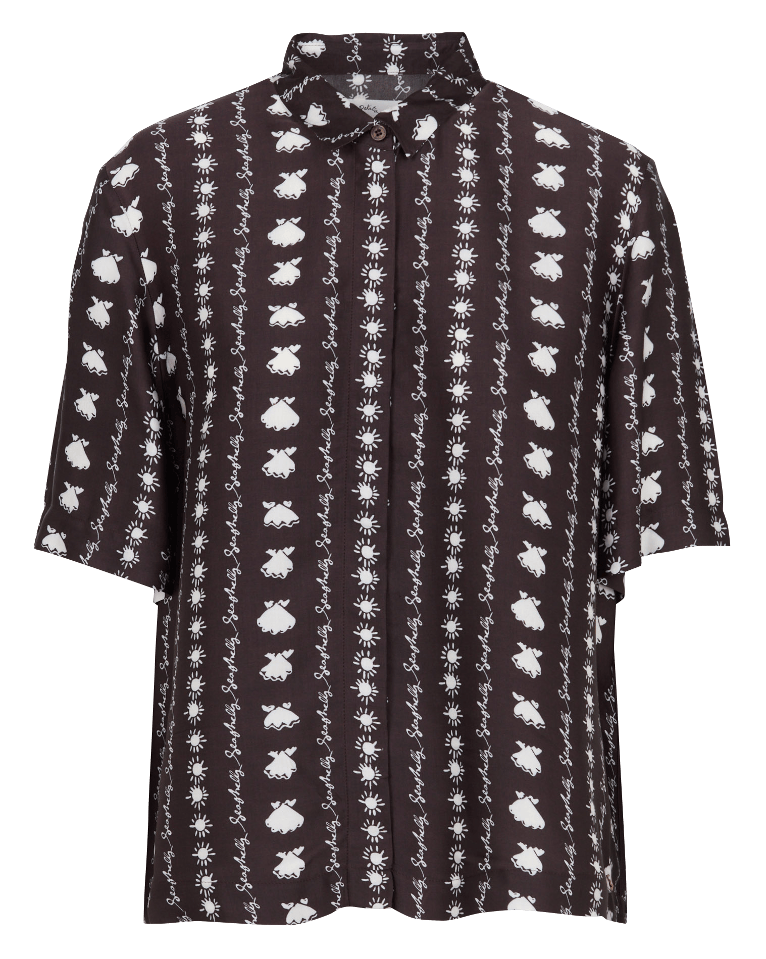 Gerade geschnittenes Hemd mit kurzen Ärmeln und Muster DES PETITS HAUTS Schwarz