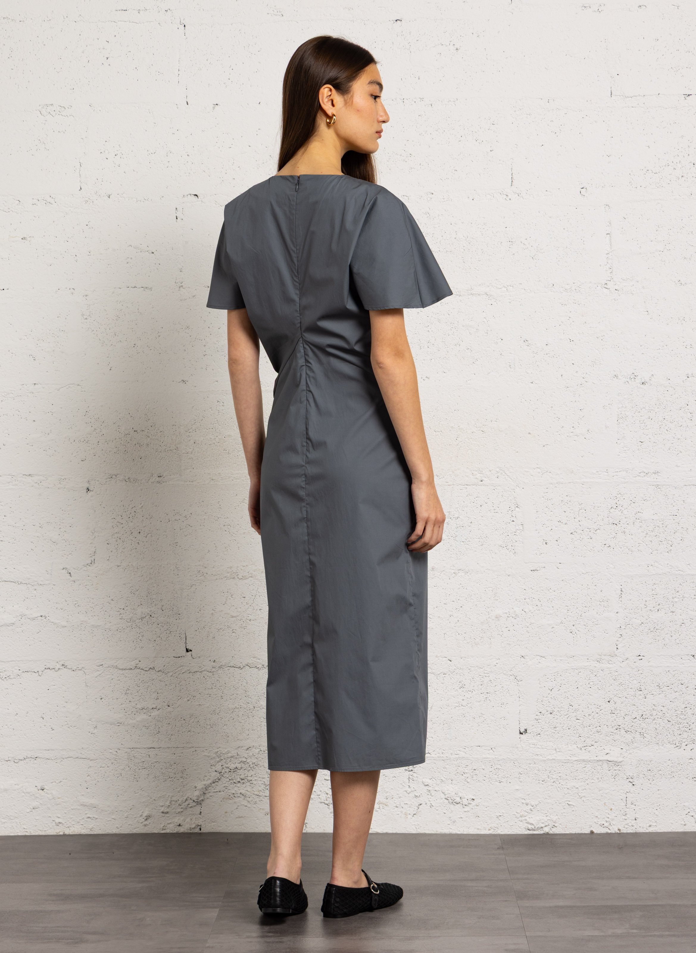 Langes eng anliegendes Baumwollkleid SOEUR Grau