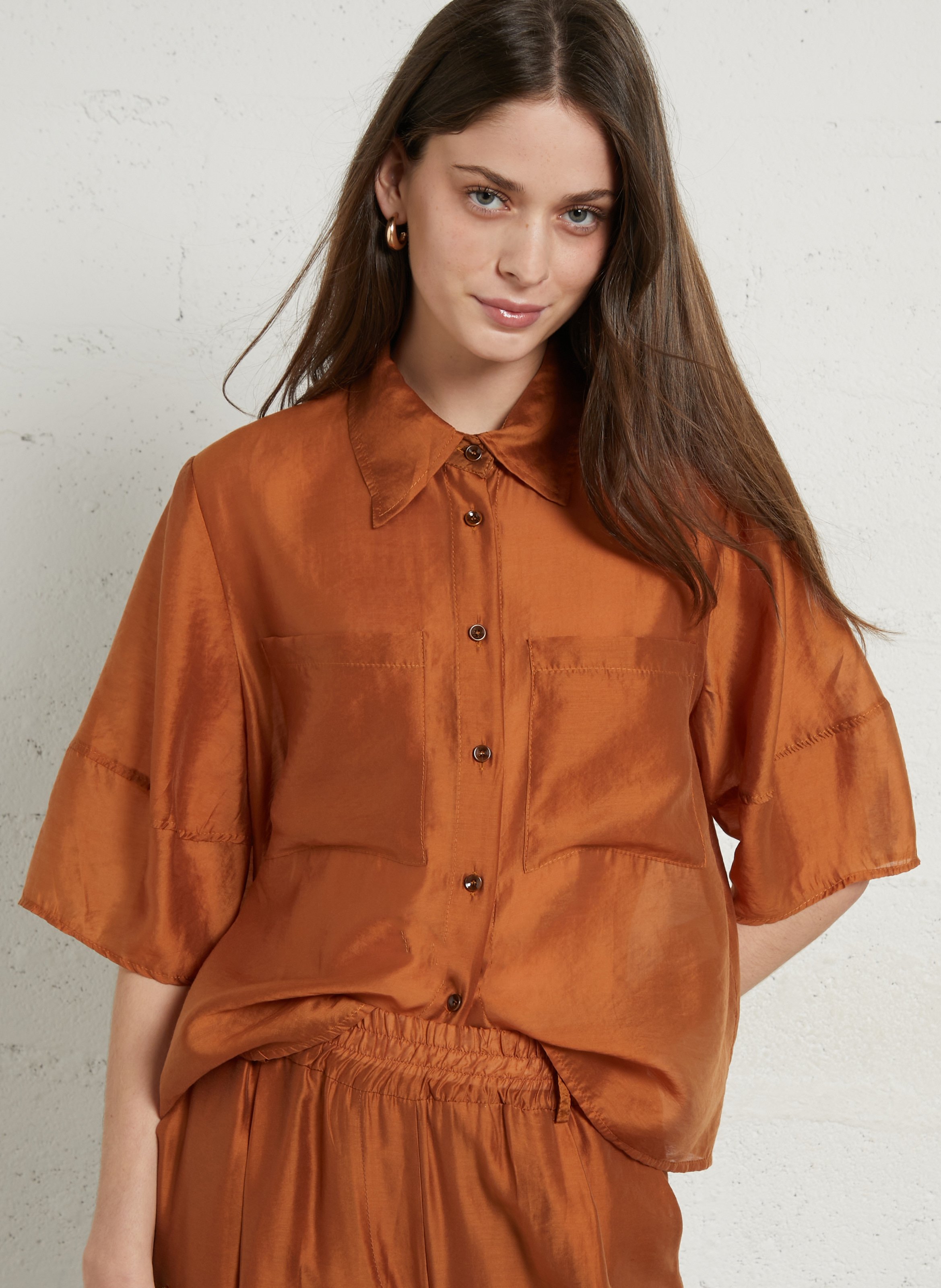 Chemise oversize col classique TINSELS Marron